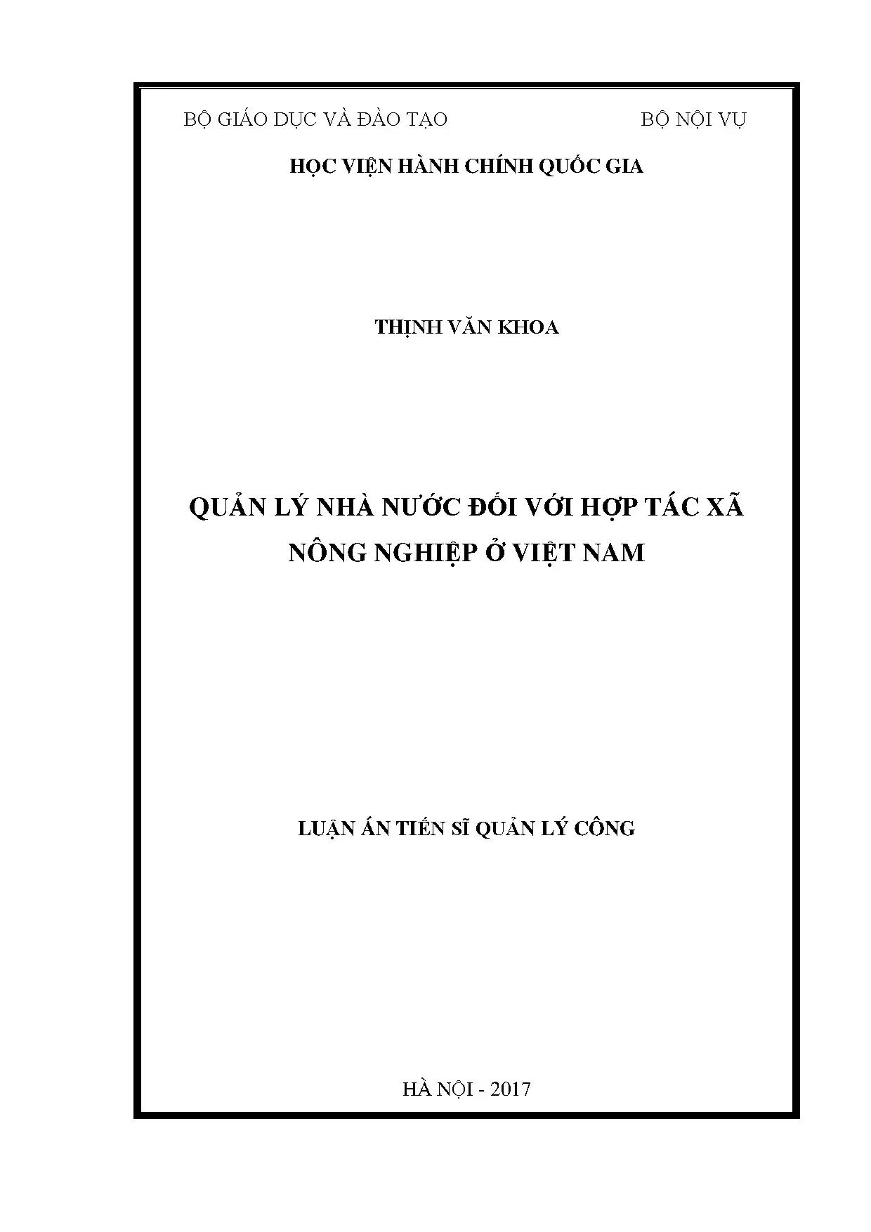 Luận án tiến sĩ quản lý công quản lý nhà nước đối với hợp tá