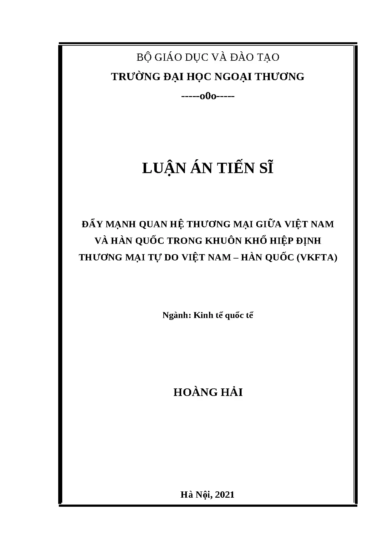 Luận án tiến sĩ đẩy mạnh quan hệ thương mại giữa việt nam và