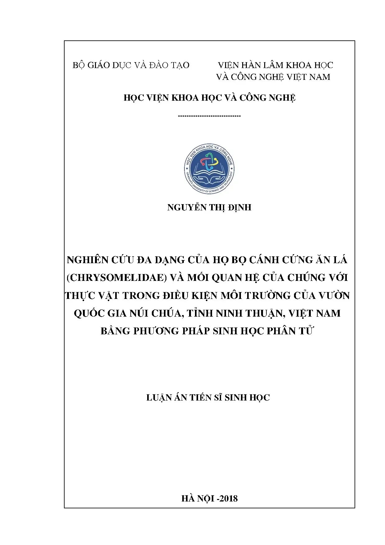 Đa dạng bọ cánh cứng ăn lá (Chrysomelidae) và mối quan hệ thực vật