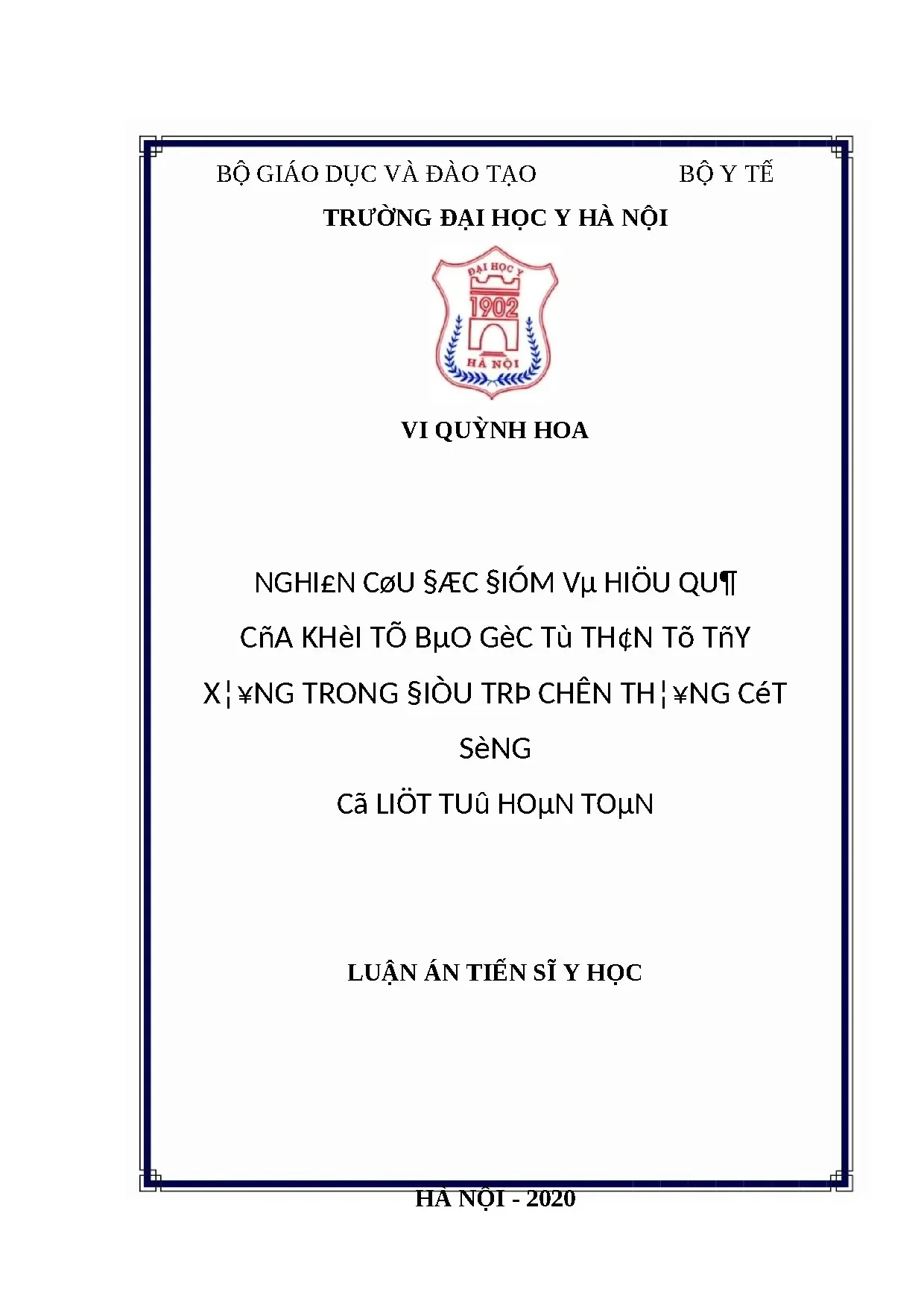 Luận án tiến sĩ file word nghiên cứu đặc điểm và hiệu quả củ