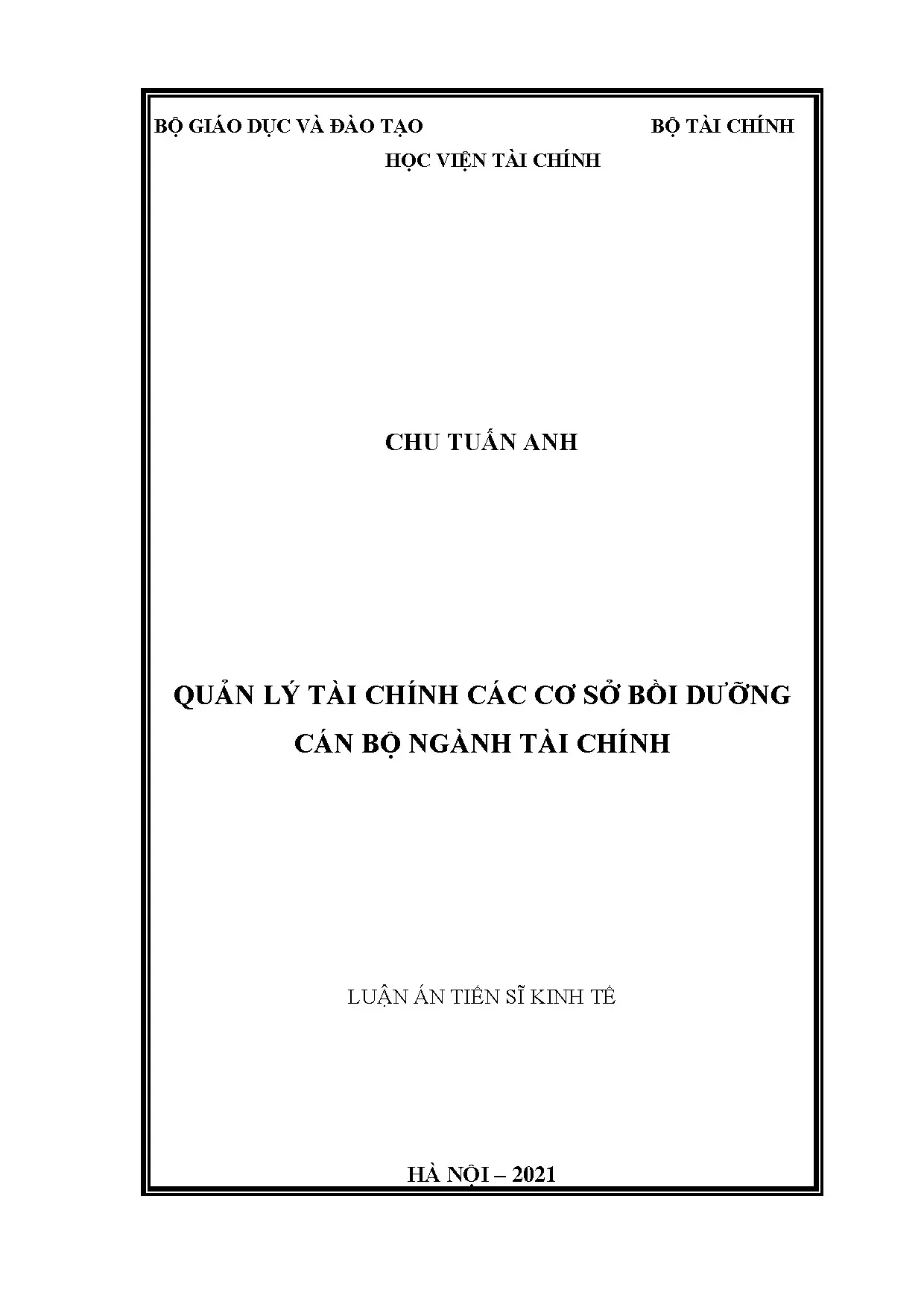 Quản lý tài chính cơ sở bồi dưỡng cán bộ ngành Tài chính