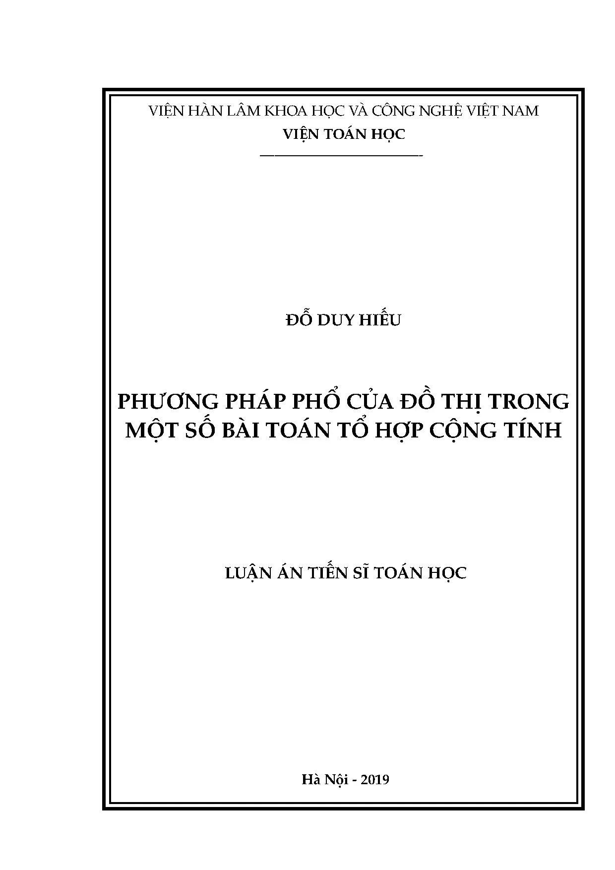 Phổ Đồ Thị và Bài Toán Tổ Hợp Cộng Tính