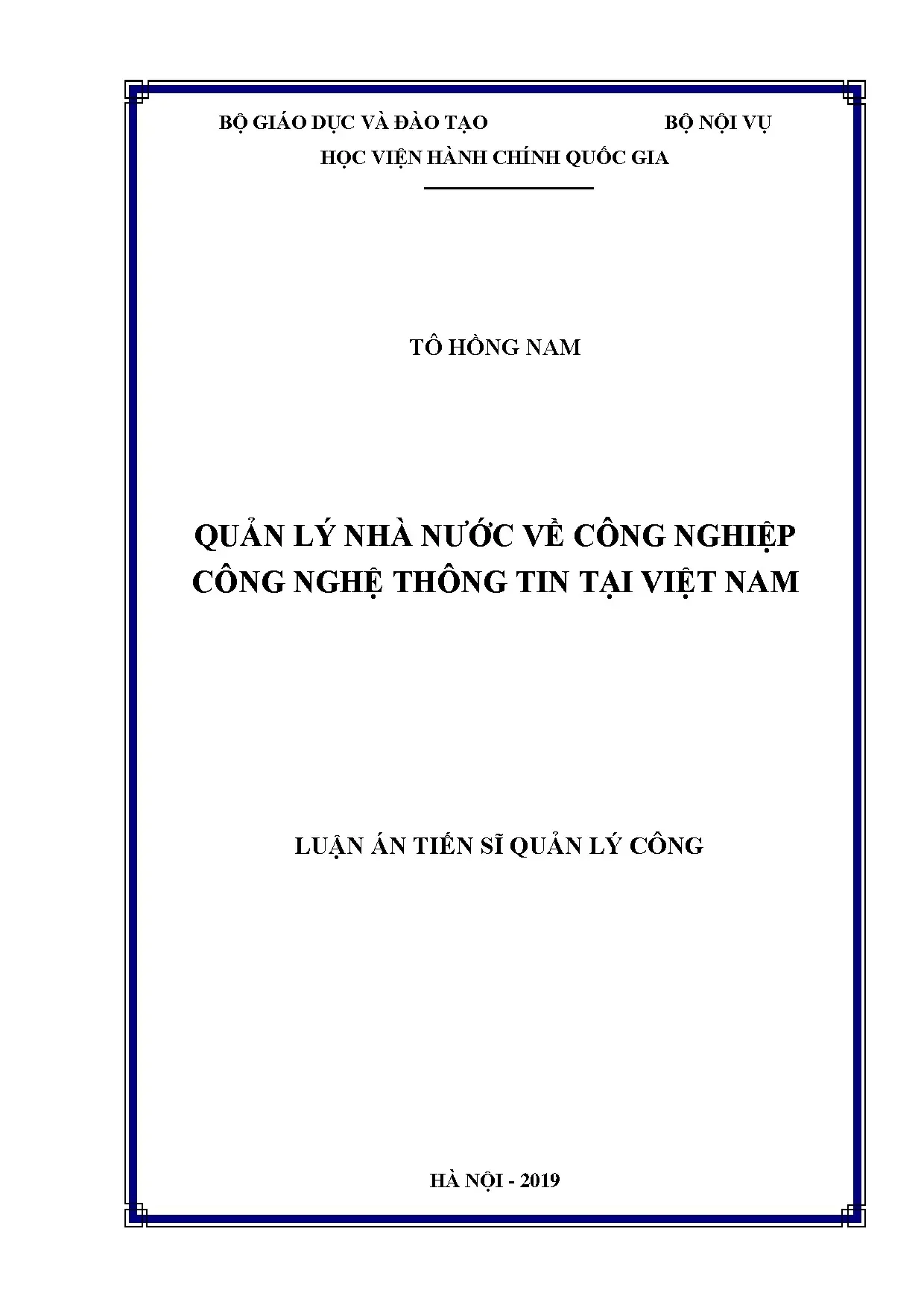 Luận án tiến sĩ qlnn về công nghiệp công nghệ thông tin tại
