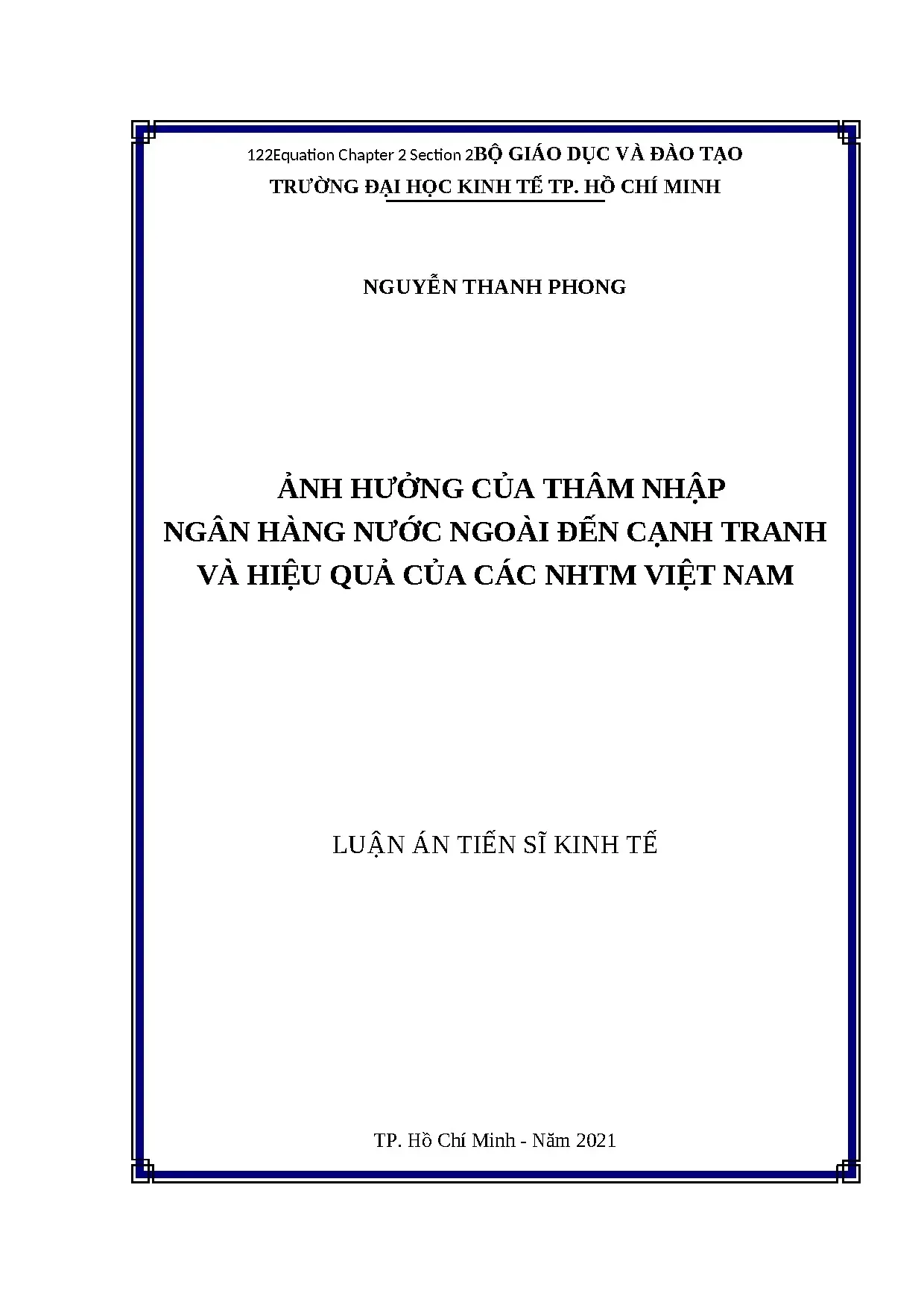 Luận án tiến sĩ ảnh hưởng của thâm nhập ngân hàng nước ngoài