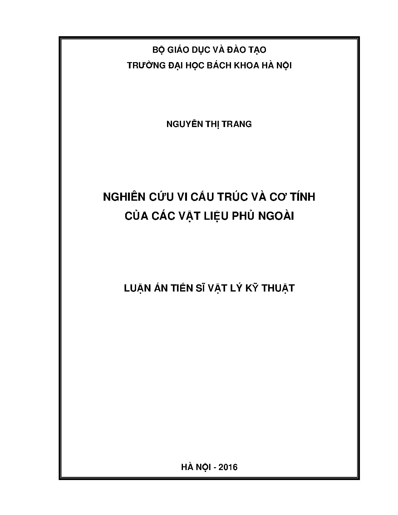 Luận án tiến sĩ nghiên cứu vi cấu trúc và cơ tính của các vậ