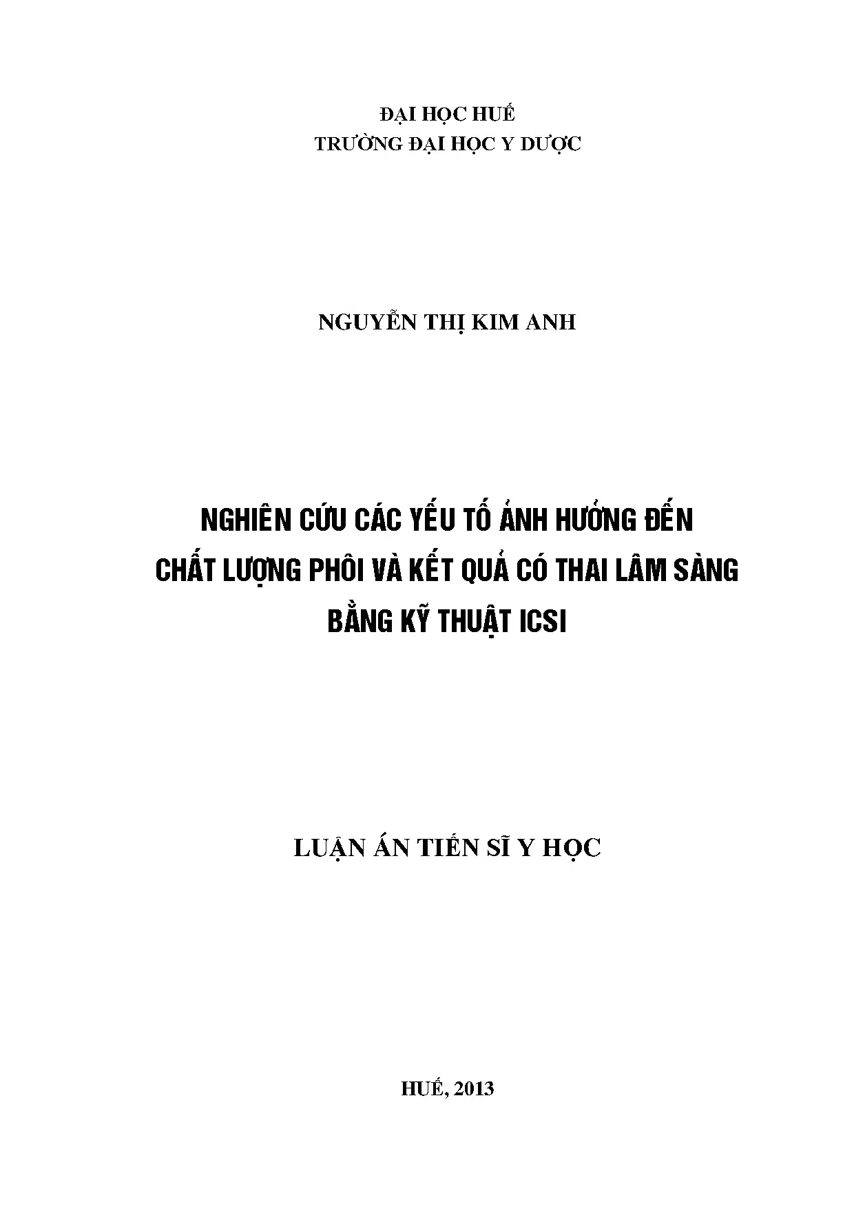 Nghiên cứu các yếu tố ảnh hưởng đến chất lượng phôi và kết q