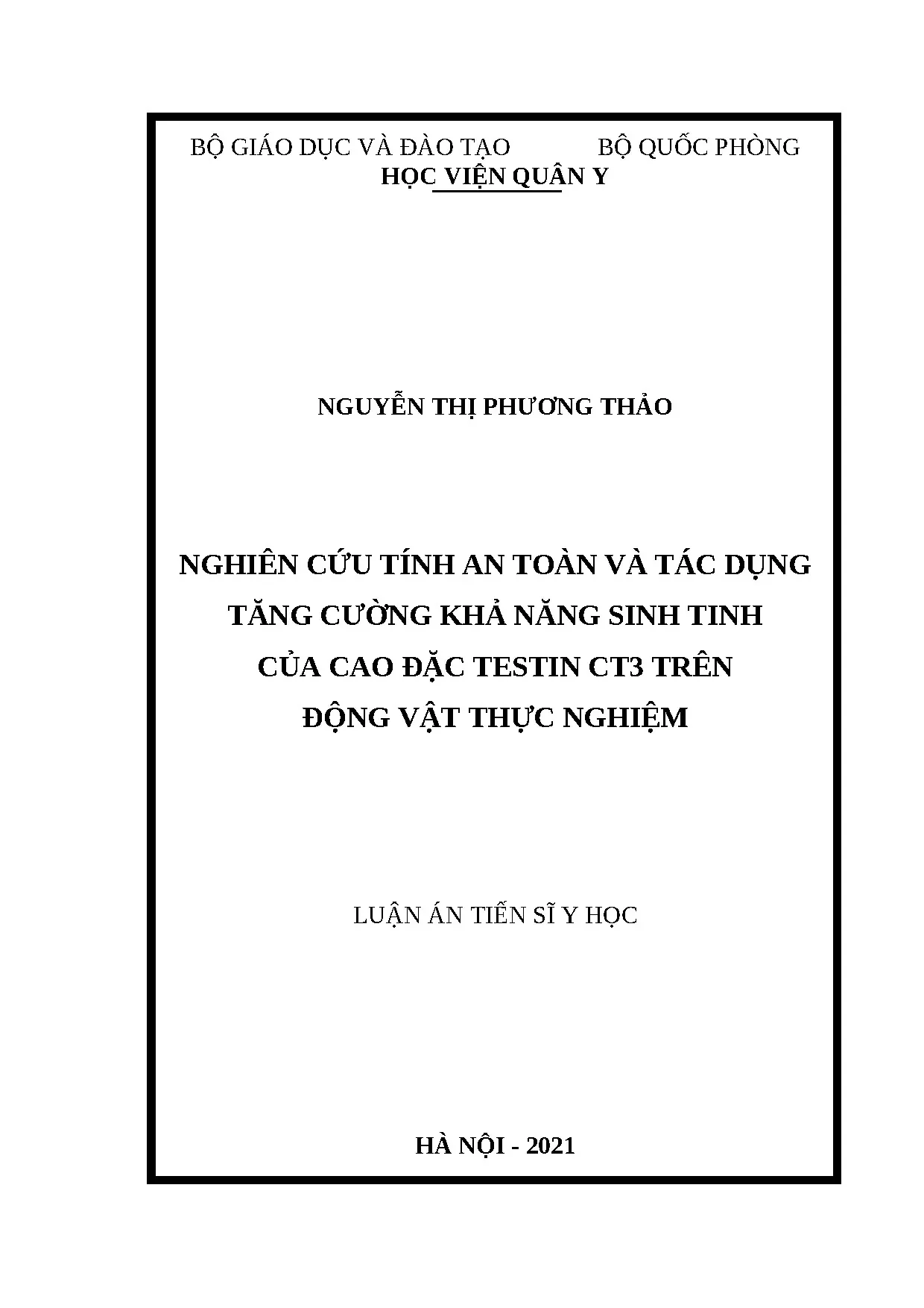 Nghiên cứu tính an toàn và tác dụng Testin CT3 tăng cường sinh tinh