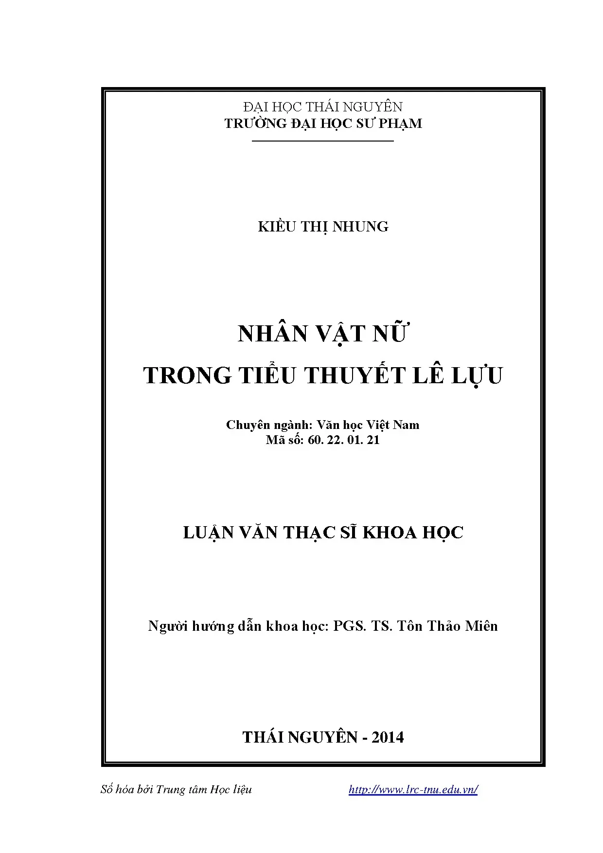 Nhân vật nữ trong tiểu thuyết lê lựu luận án tiến sĩ