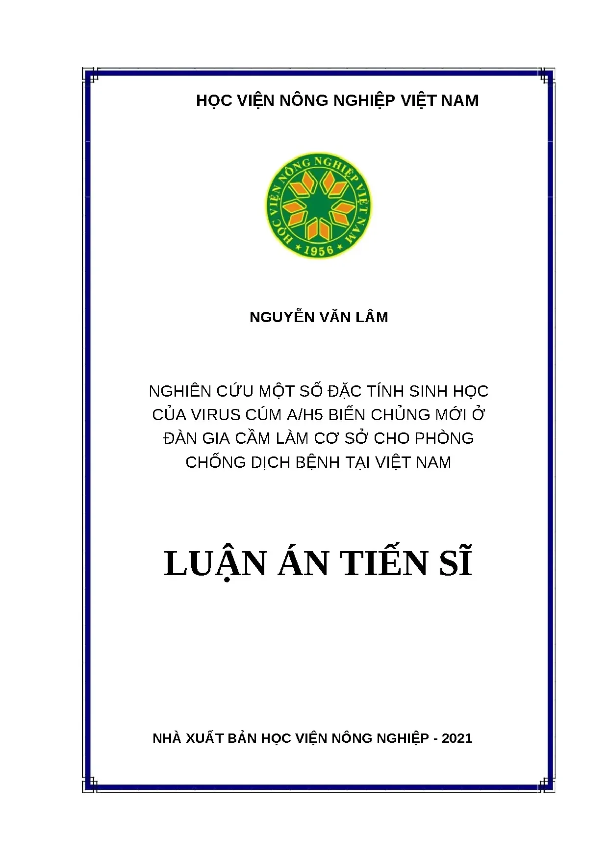 Nghiên cứu đặc tính sinh học virus cúm A/H5