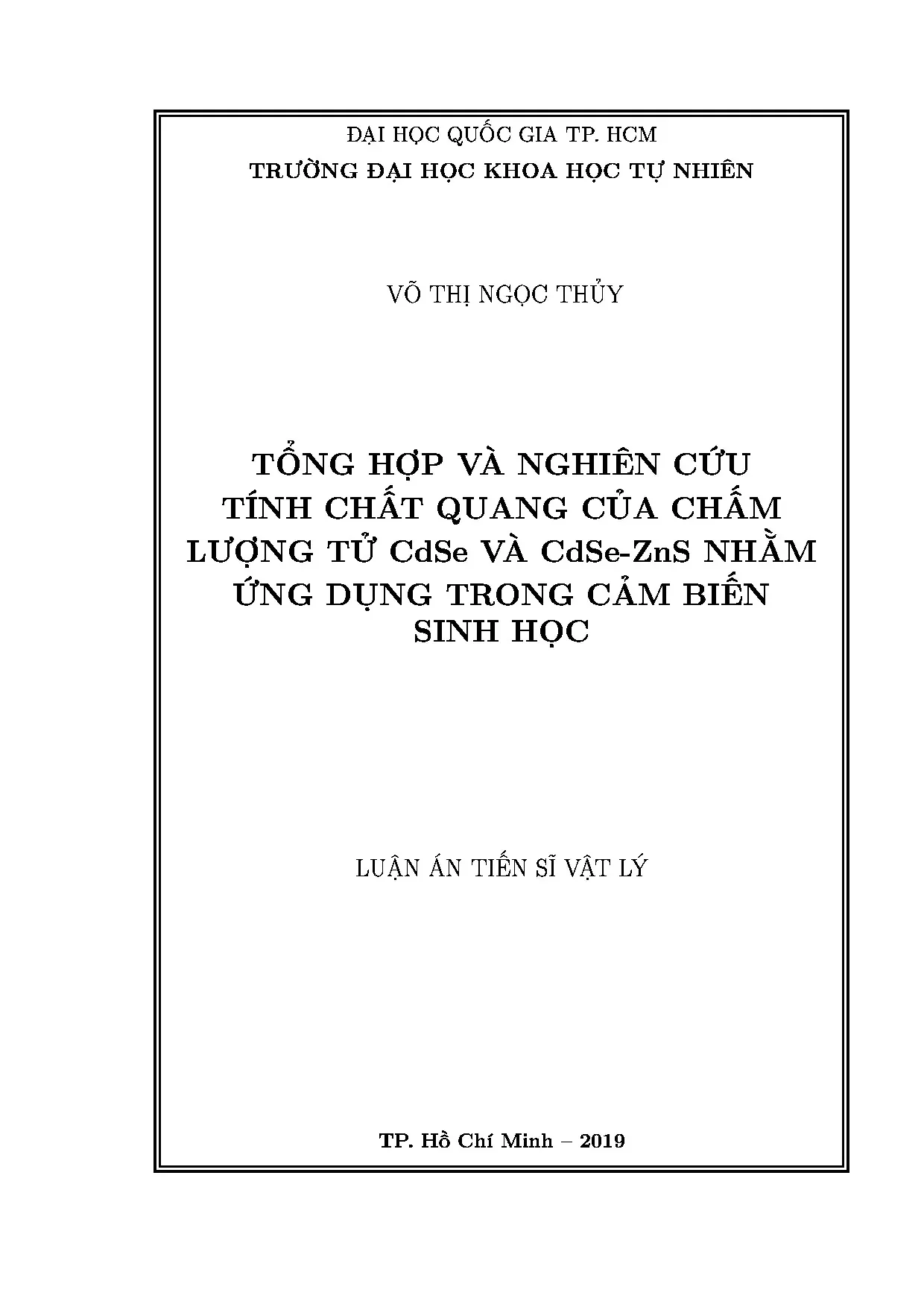 Tổng hợp chấm lượng tử CdSe và CdSe-ZnS cho cảm biến sinh học
