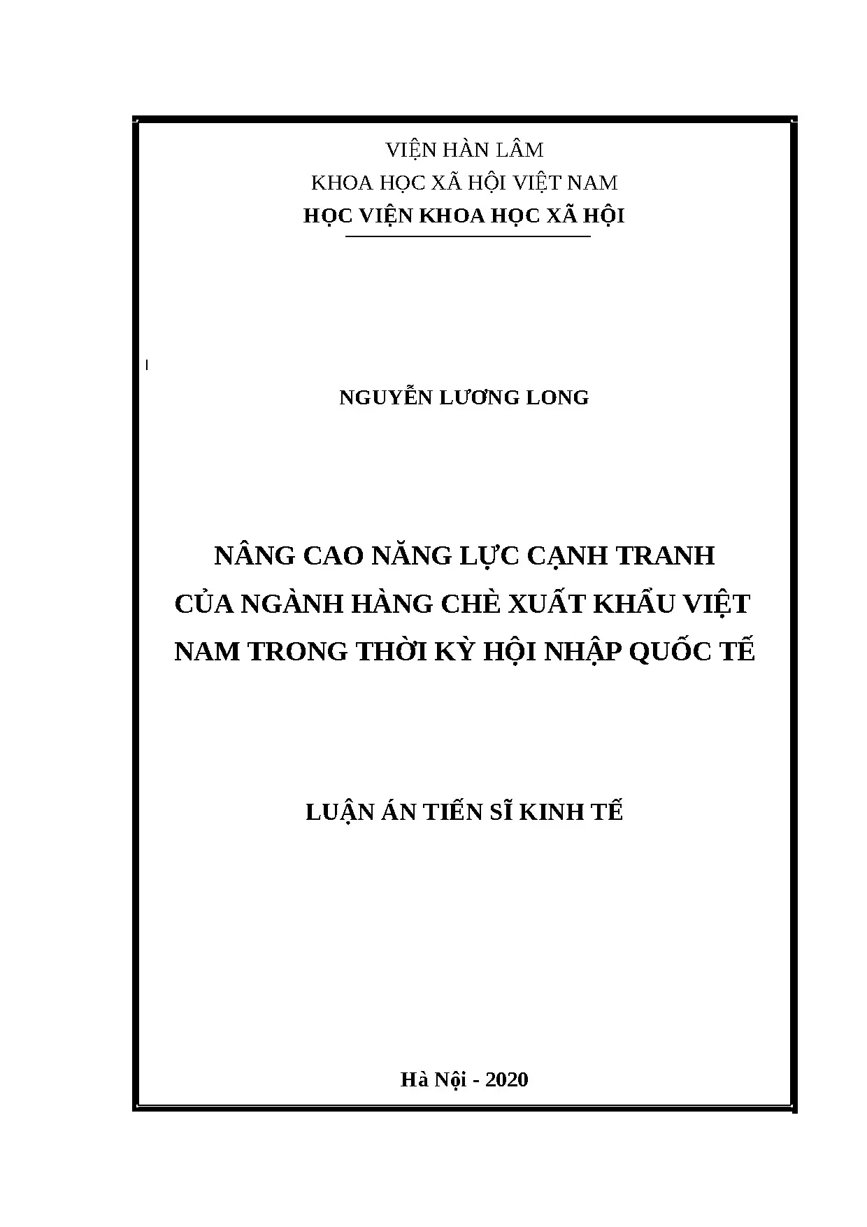 Nâng cao năng lực cạnh tranh ngành chè xuất khẩu Việt Nam