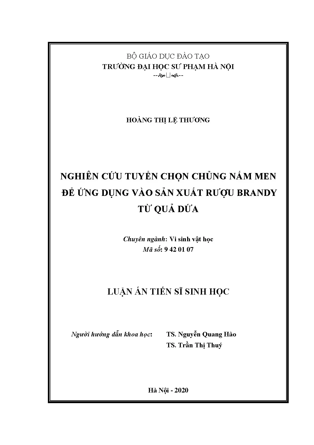 Luận án tiến sĩ sinh học nghiên cứu tuyển chọn chủng nấm men