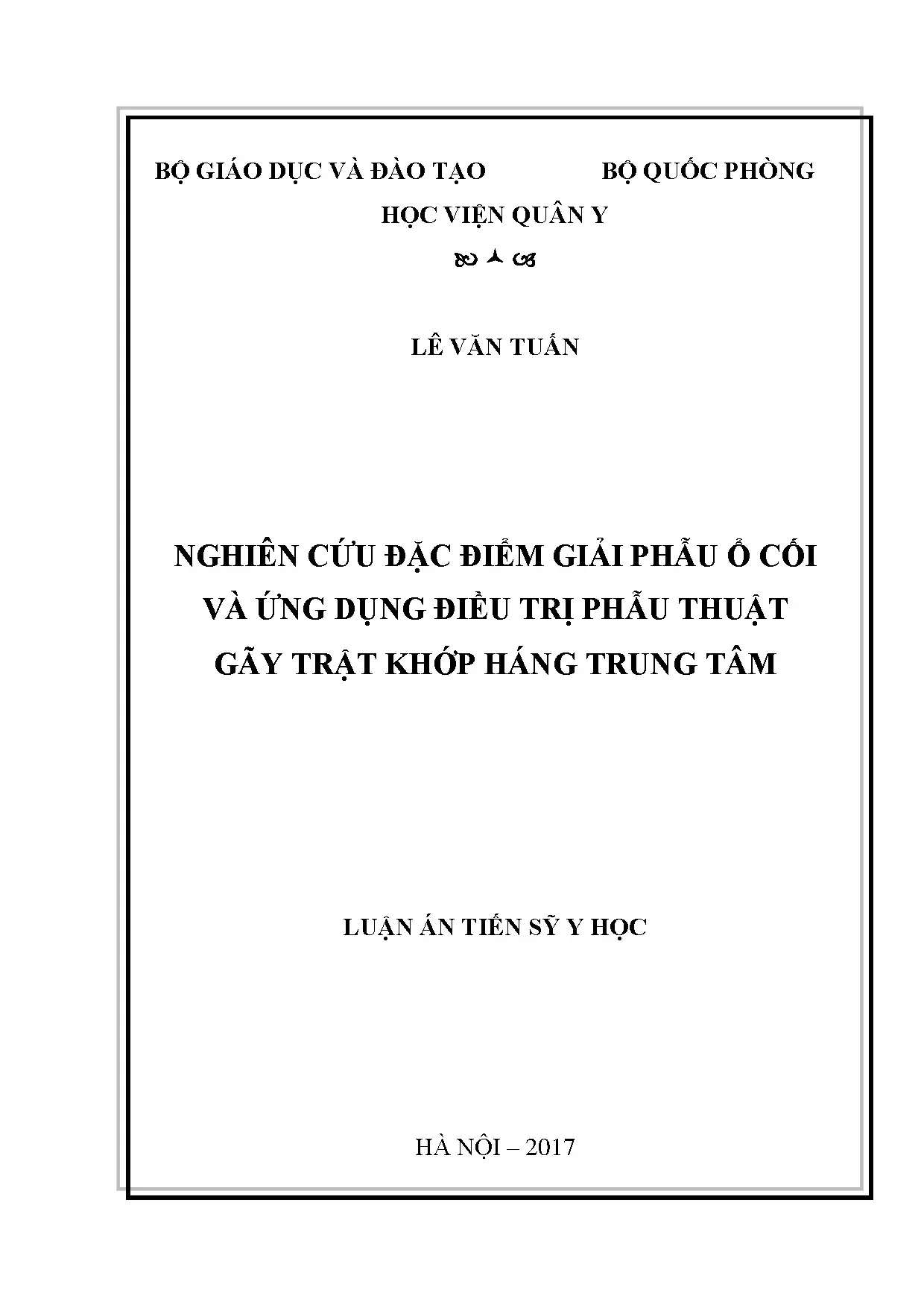 Nghiên cứu đặc điểm giải phẫu ổ cối và ứng dụng điều trị phẫ