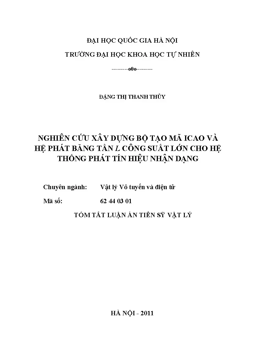 Nghiên cứu xây dựng bộ tạo mã icao và hệ phát băng tần l côn
