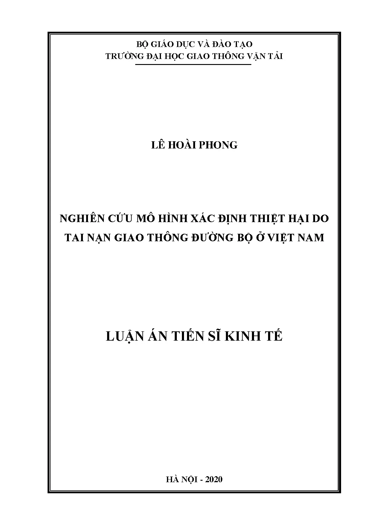 Luận án tiến sĩ kinh tế nghiên cứu mô hình xác định thiệt hạ