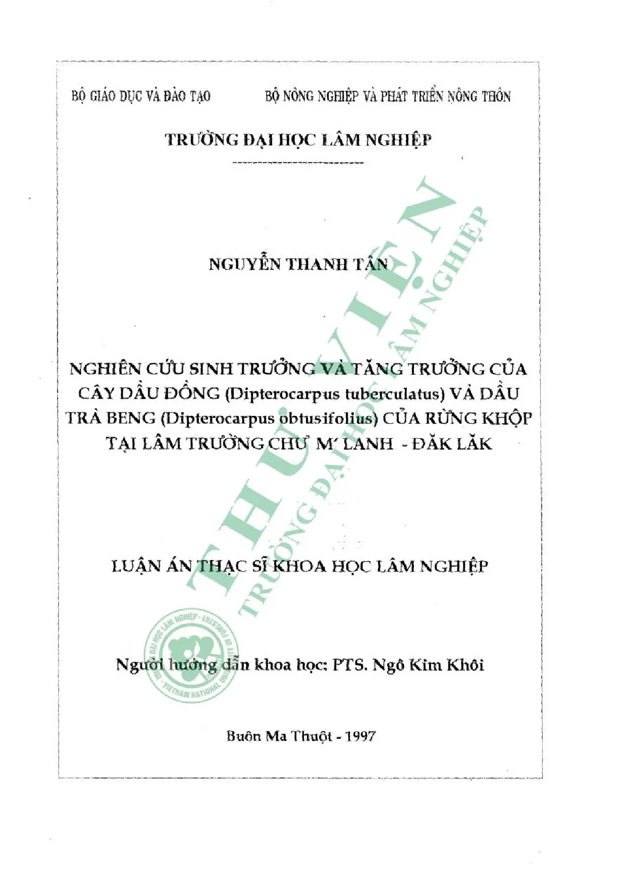 Nghiên cứu sinh trưởng và tăng trưởng của cây dầu đồng dipte