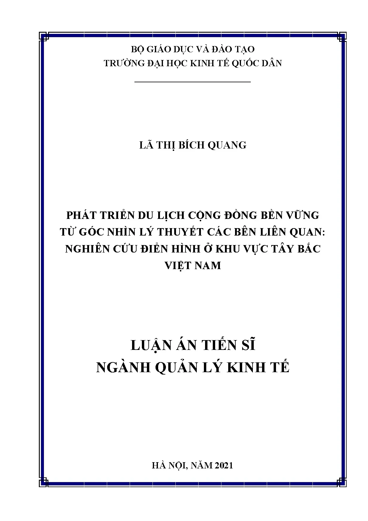 Phát triển du lịch cộng đồng bền vững Tây Bắc: Lý thuyết các bên liên quan