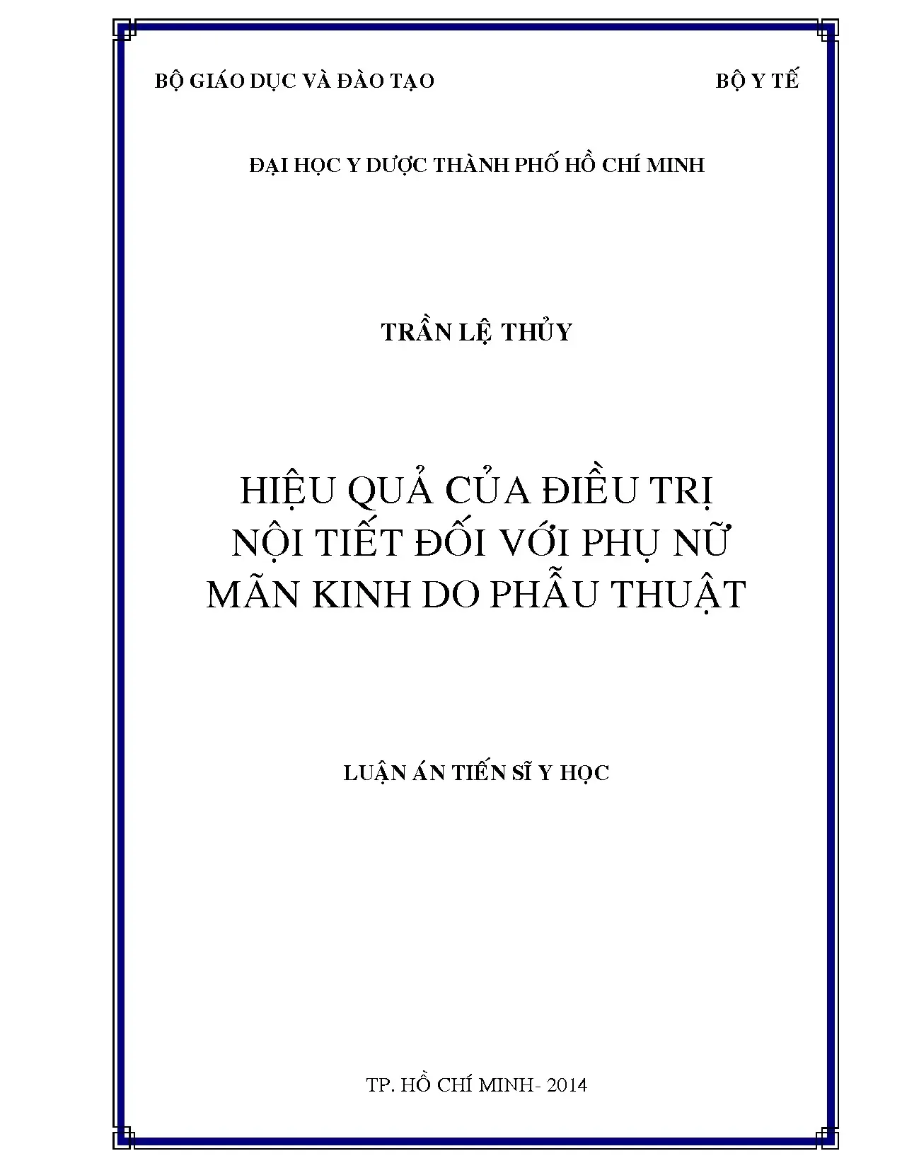 Hiệu quả của điều trị nội tiết đối với phụ nữ mãnh kinh do p