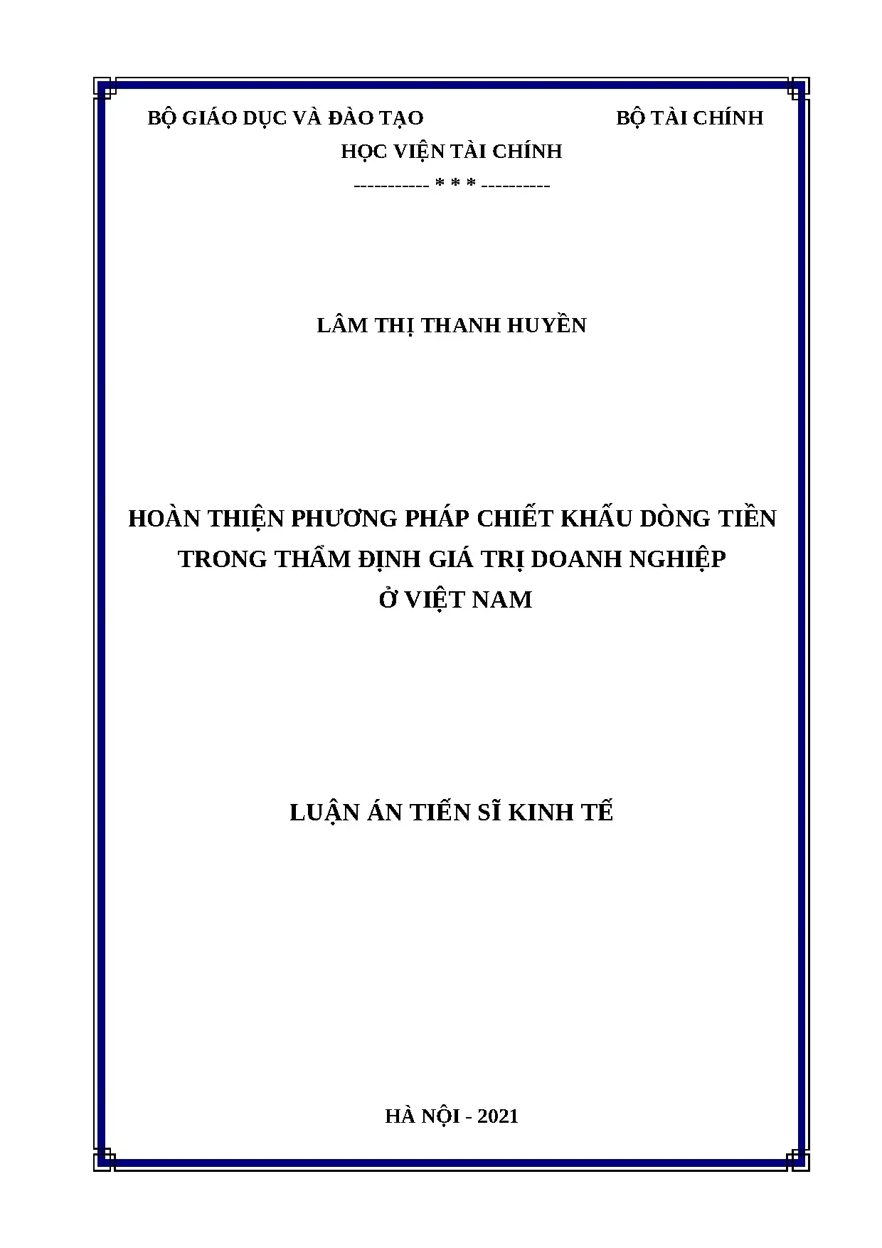 Hoàn thiện chiết khấu dòng tiền trong thẩm định giá trị doanh nghiệp