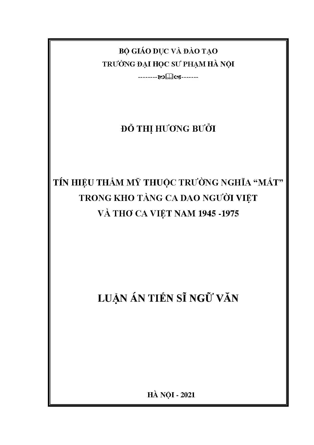 Tín hiệu thẩm mỹ "mắt" trong ca dao & thơ ca Việt Nam 1945-1975