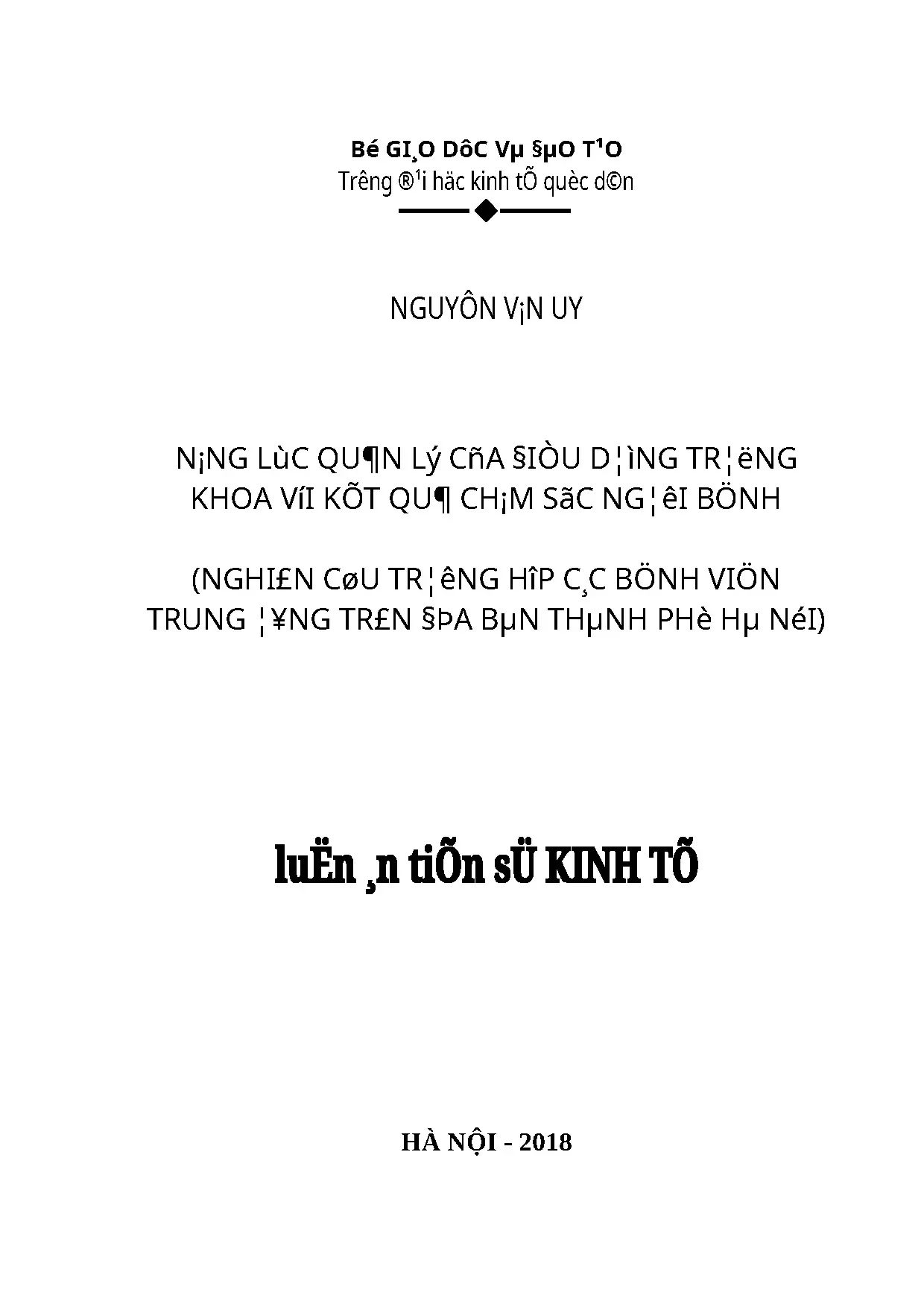 Luận án tiến sỹ năng lực quản lý của điều dưỡng trưởng khoa