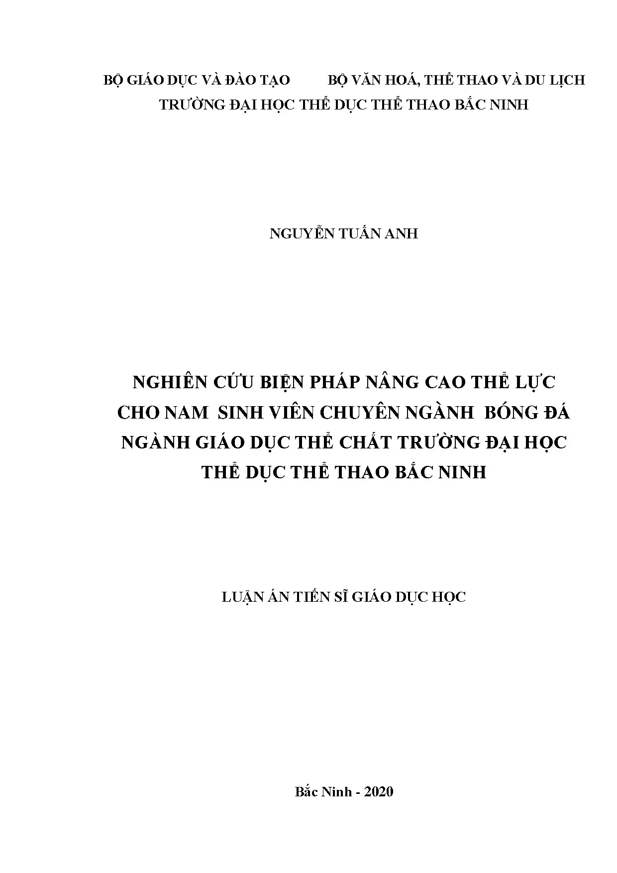 Nâng cao thể lực cho sinh viên bóng đá ĐH TDTT Bắc Ninh