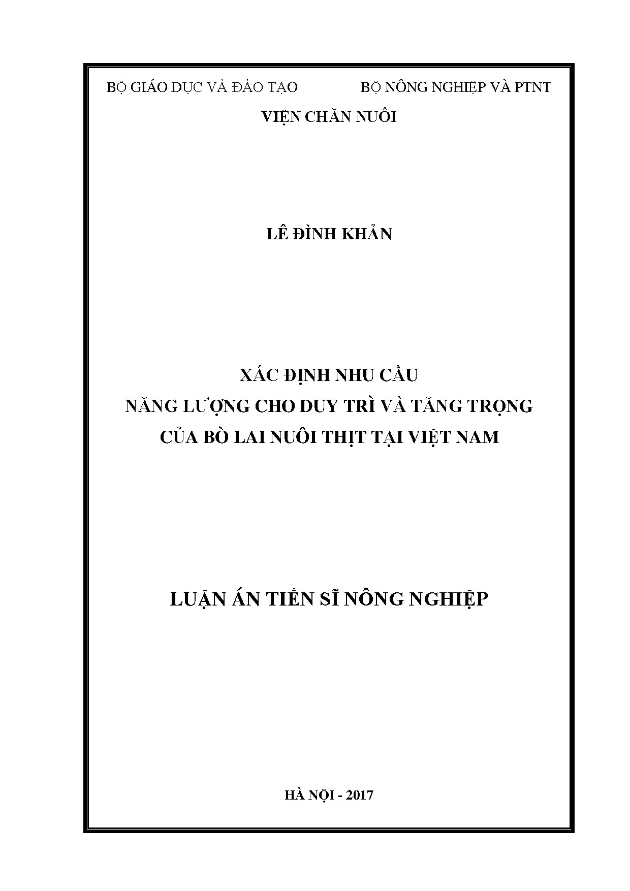Xác định nhu cầu năng lượng cho duy trì và tăng trọng của bò