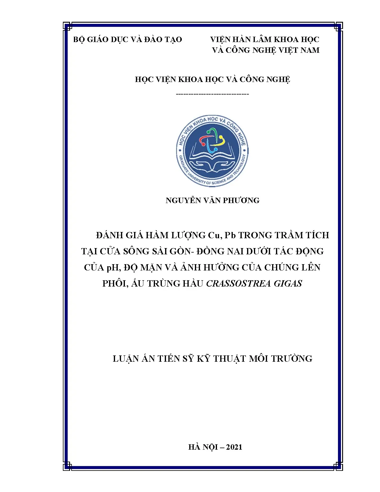 Đánh giá hàm lượng cu pb trong trầm tích tại cửa sông sài gò