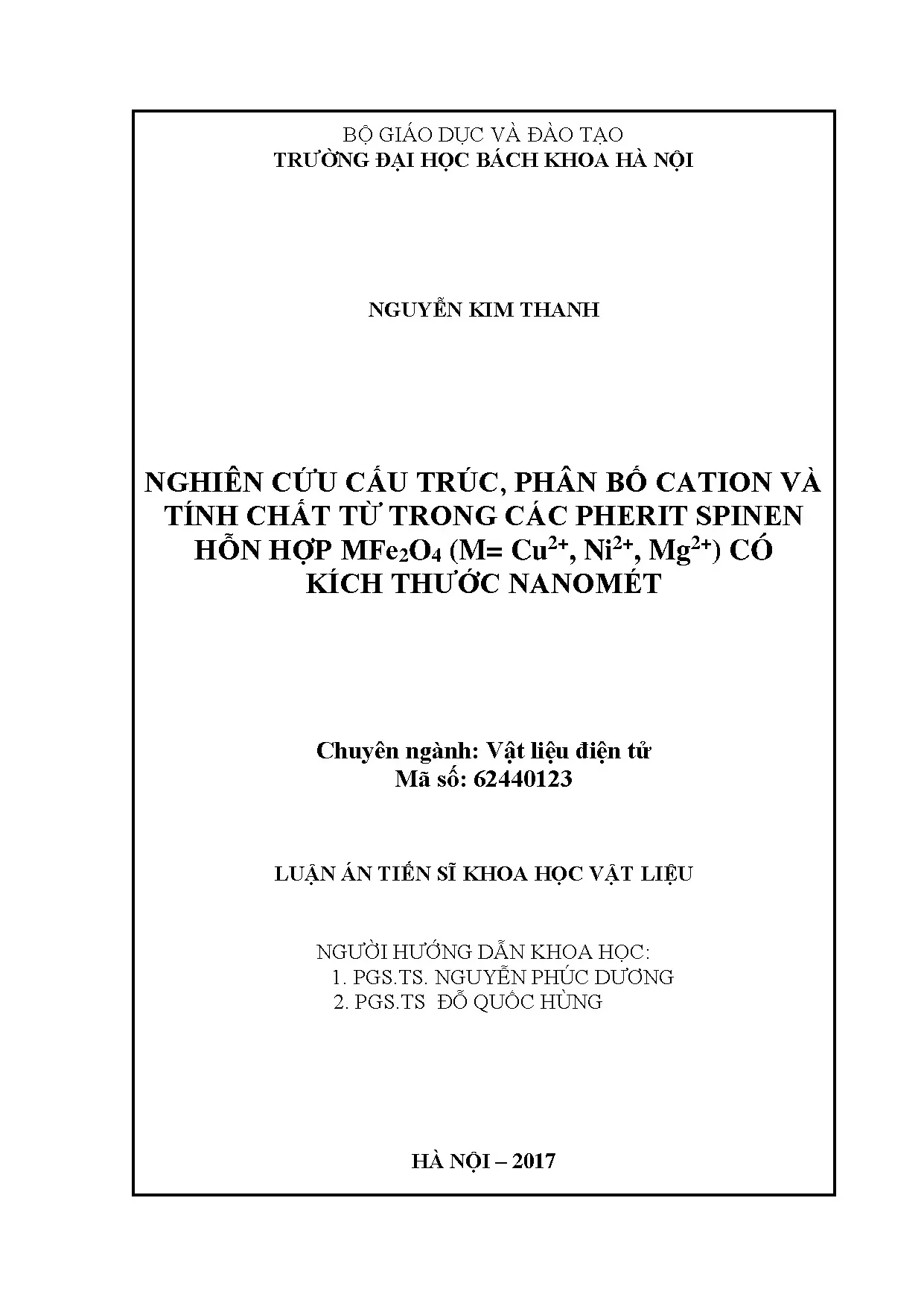 Nghiên cứu cấu trúc phân bố cation và tính chất từ trong các