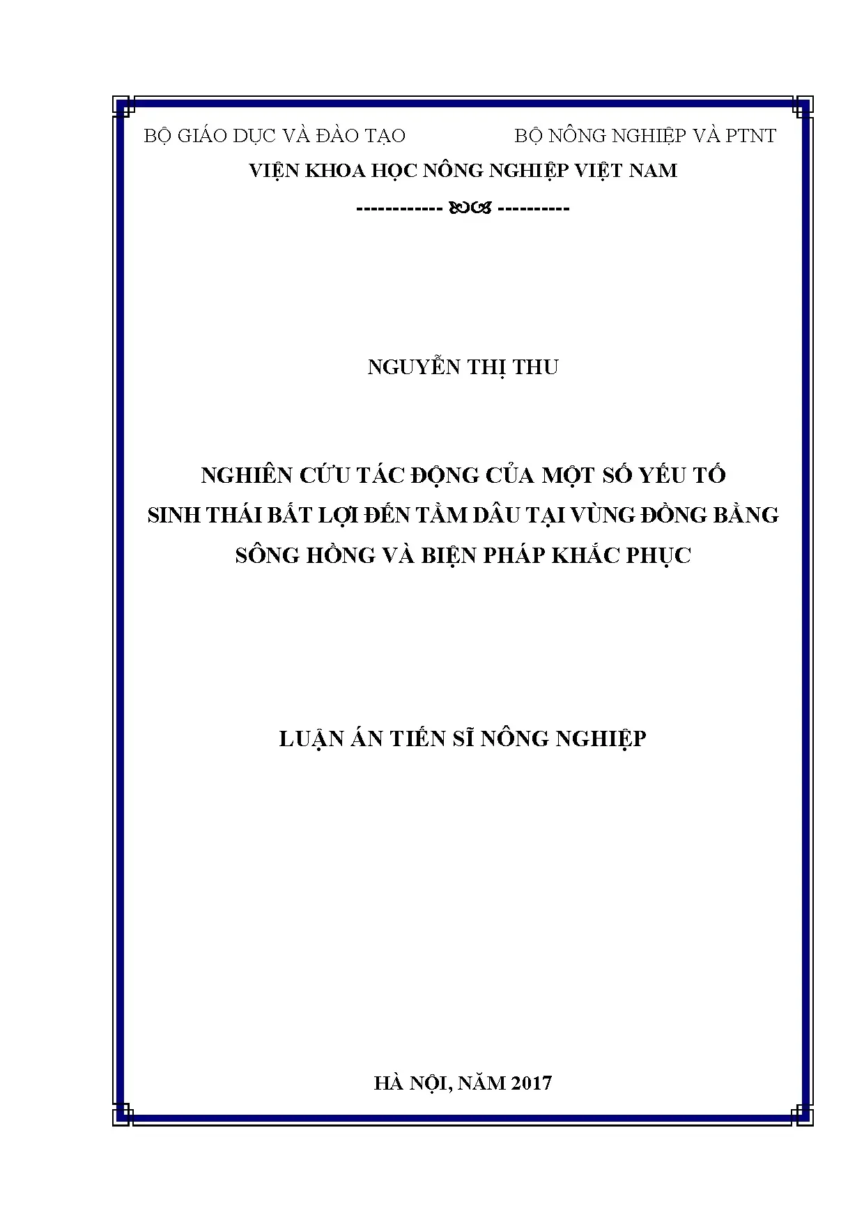 Luận án tiến sĩ nông nghiệp nghiên cứu tác động của một số y