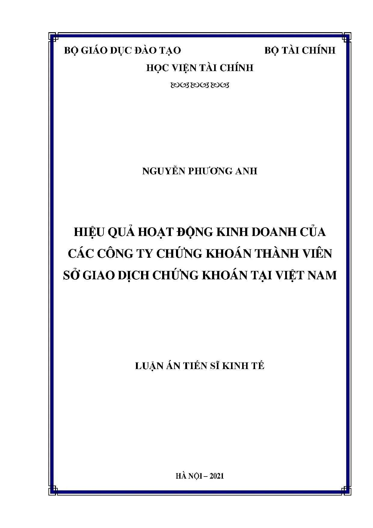 Hiệu quả hoạt động công ty chứng khoán Việt Nam