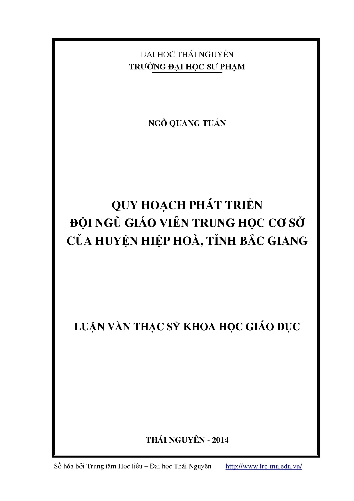 Quy hoạch phát triển đội ngũ giáo viên trung học cơ sở của h