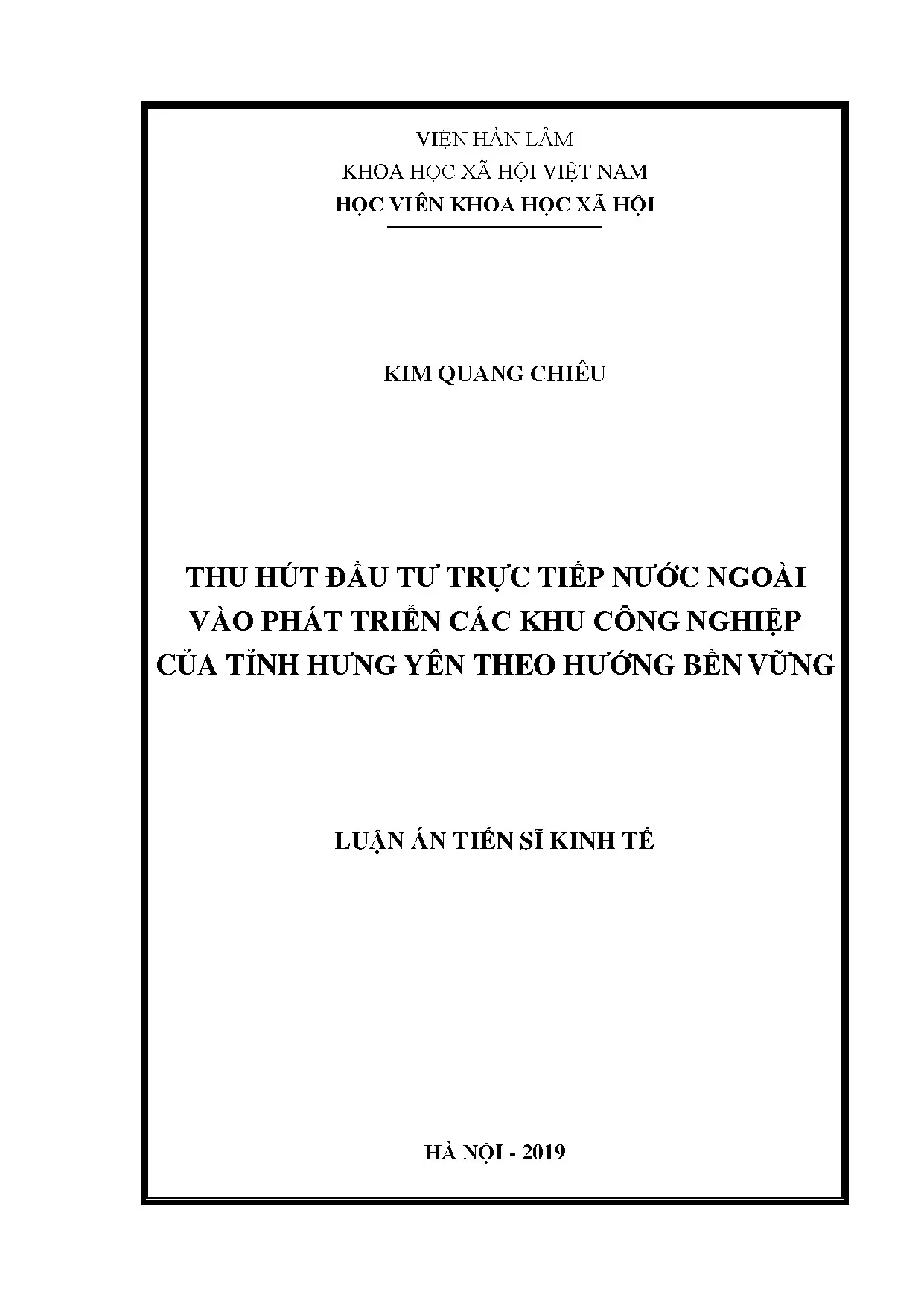 Luận án tiến sĩ thu hút đầu tư trực tiếp nước ngoài vào phát