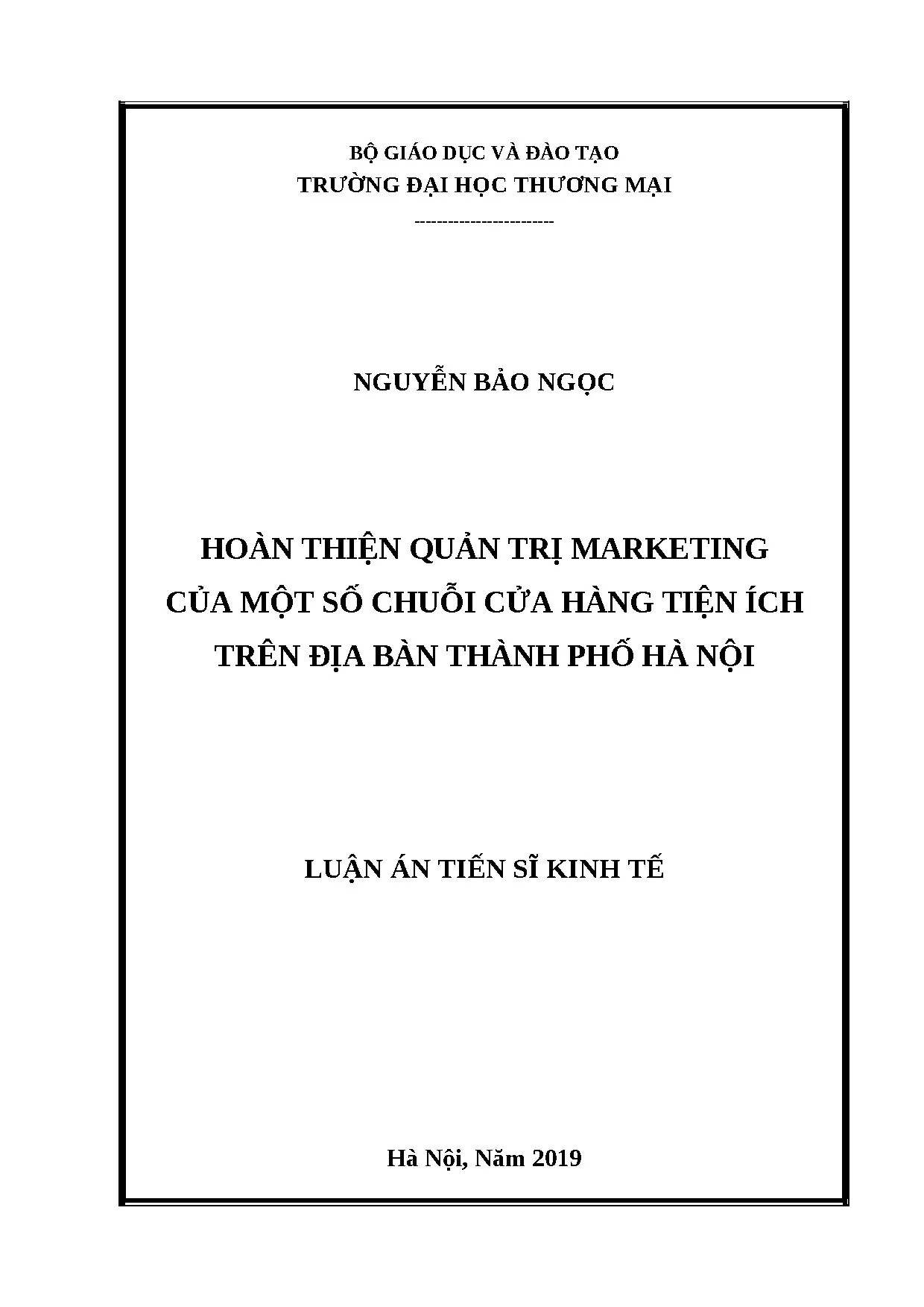 Luận án tiến sĩ kinh doanh thương mại full hoàn thiện quản t
