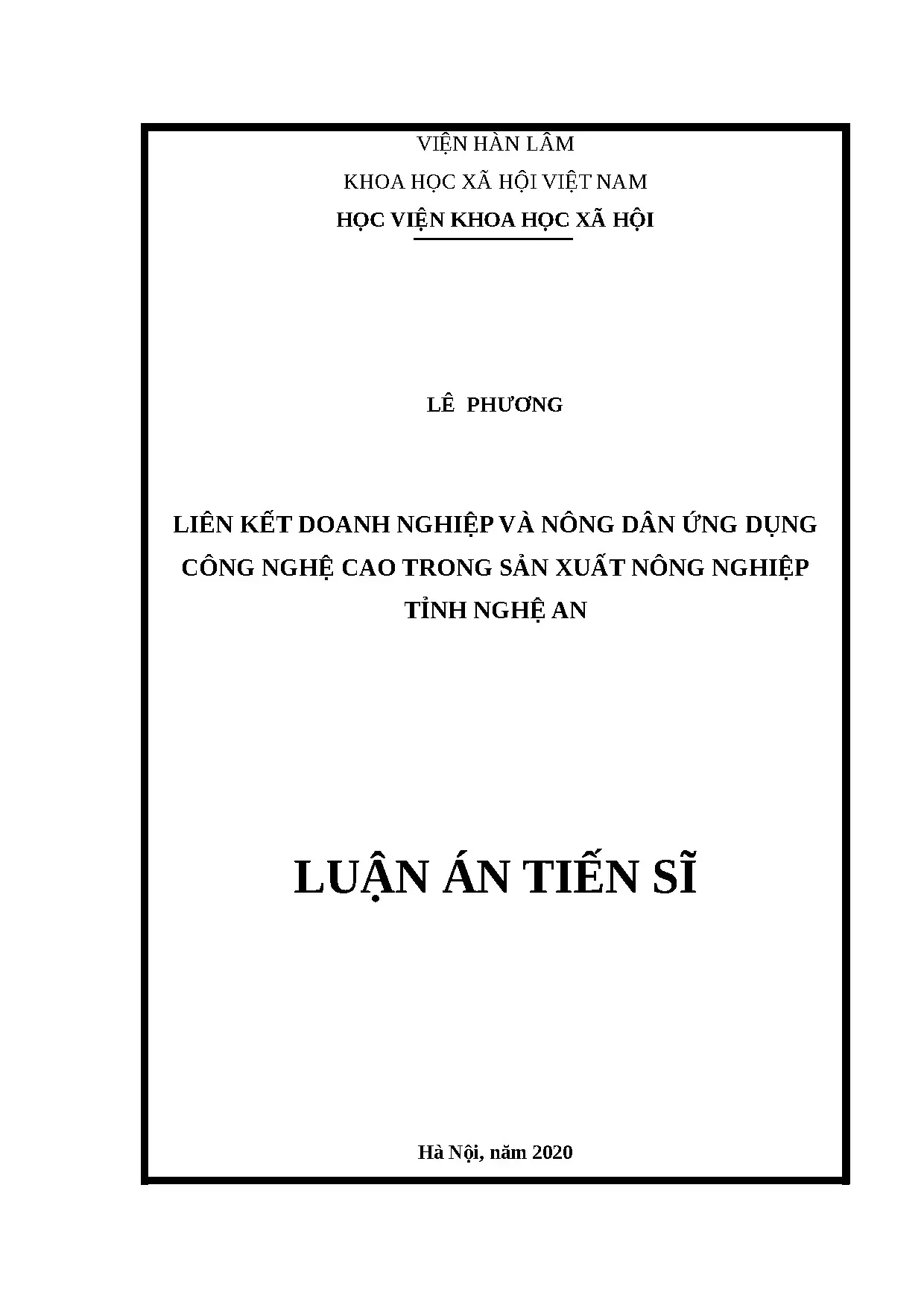 Luận án tiến sĩ liên kết doanh nghiệp và nông dân ứng dụng c