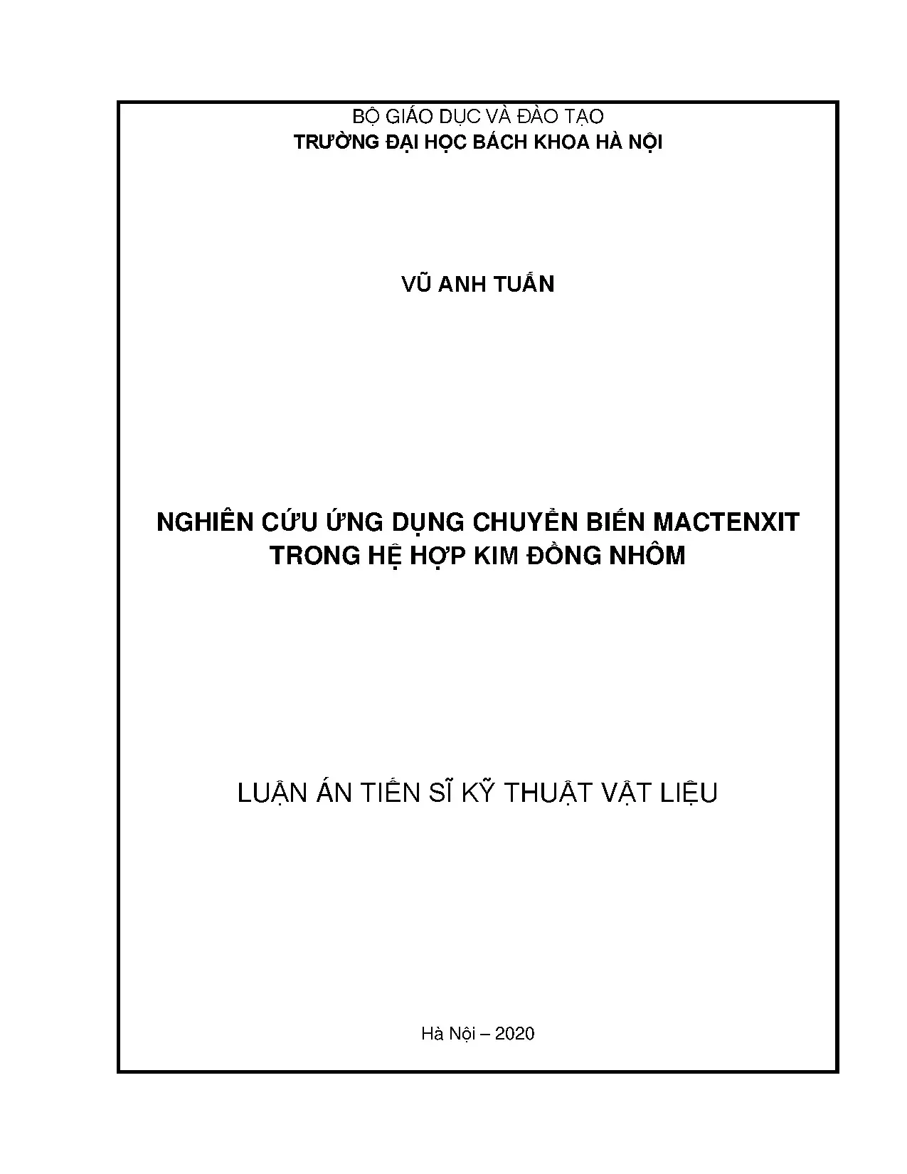 Nghiên cứu ứng dụng chuyển biến mactenxit hợp kim Đồng Nhôm
