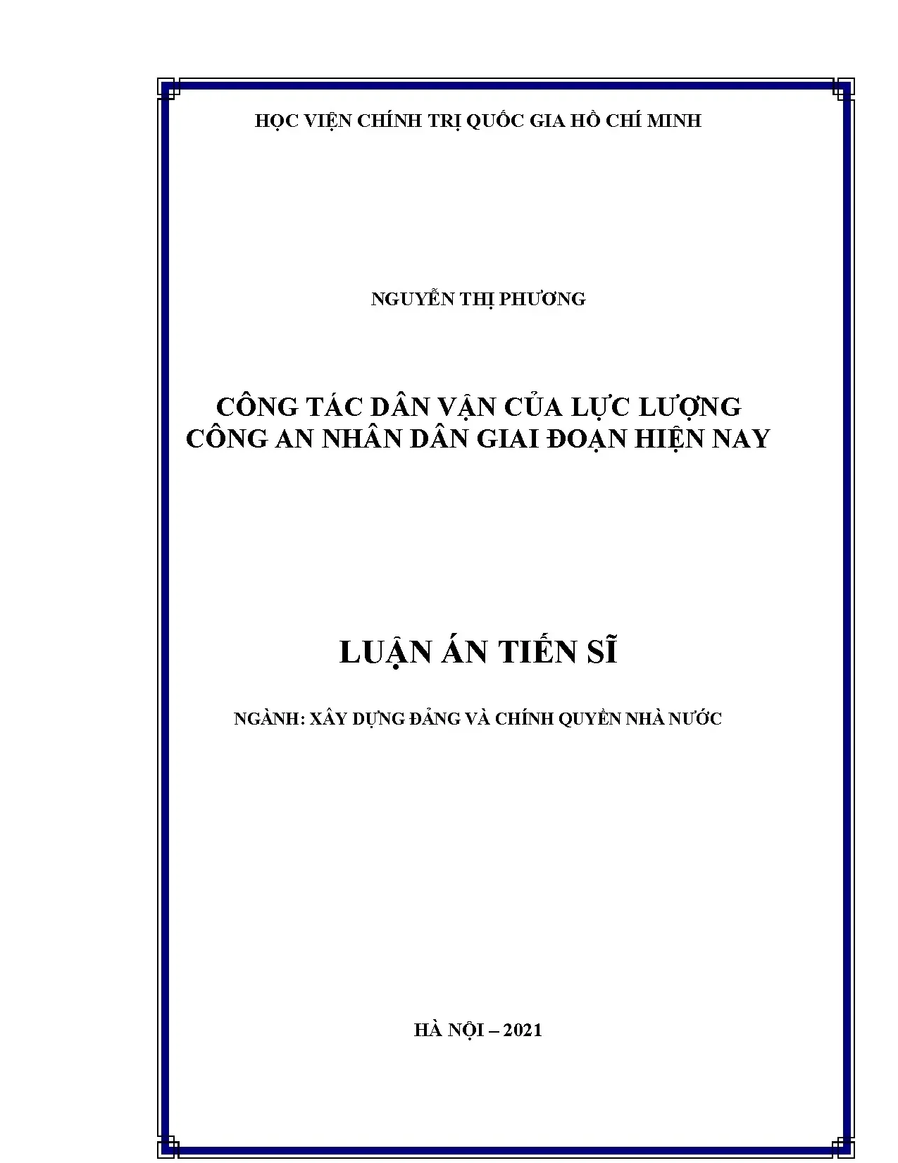 Luận án tiến sĩ xây dựng đảng và chính quyền nhà nước công t