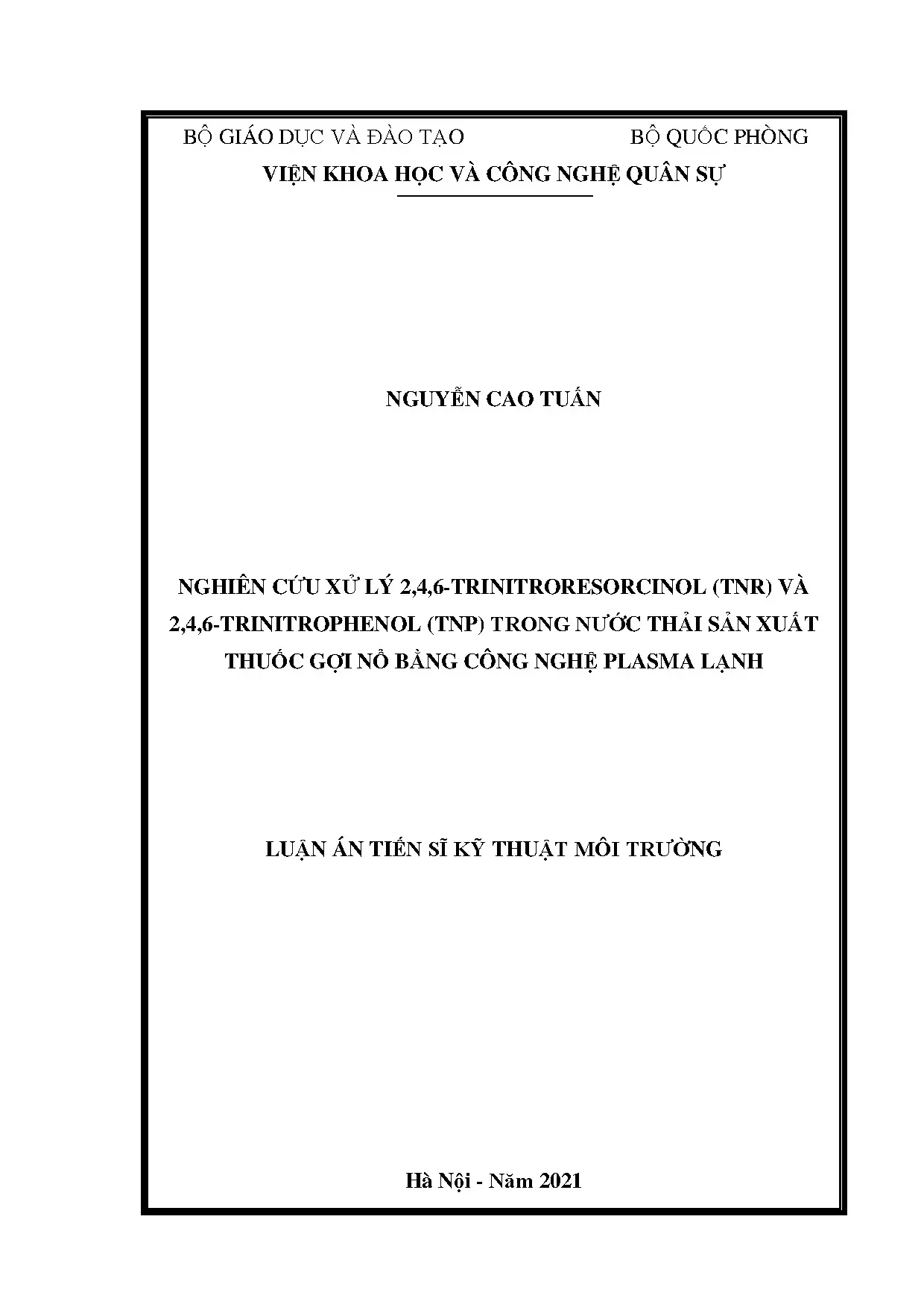 Luận án nghiên cứu xử lý 2 4 6 trinitroresorcinol tnr và 2 4
