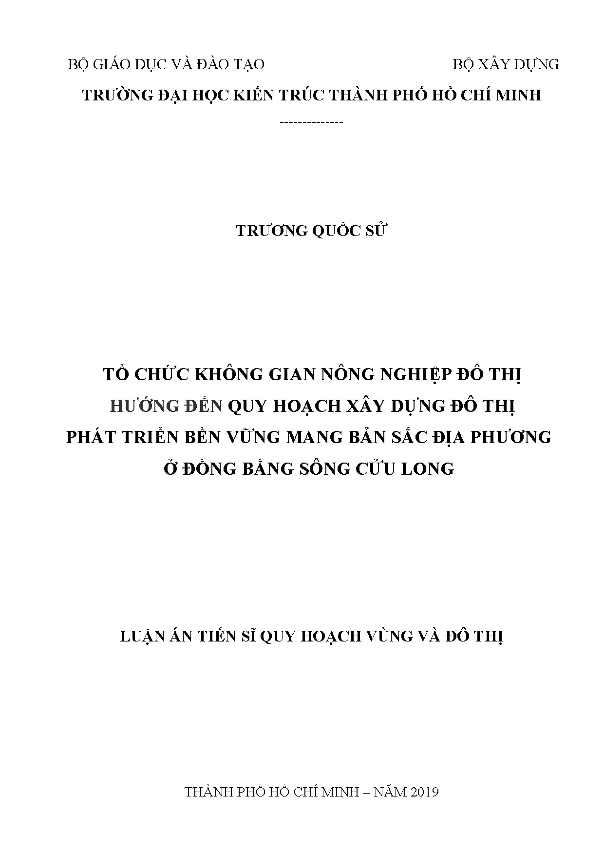 Luận án tiến sĩ quy hoạch vùng và đô thị tổ chức không gian