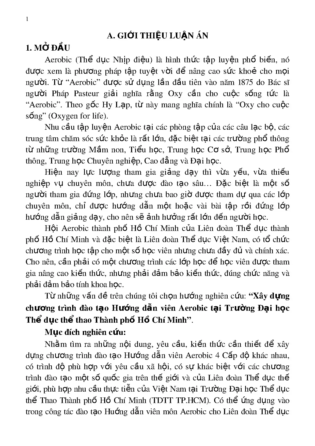 Chương trình đào tạo Hướng dẫn viên Aerobic tại Đại học TDTT TP.HCM