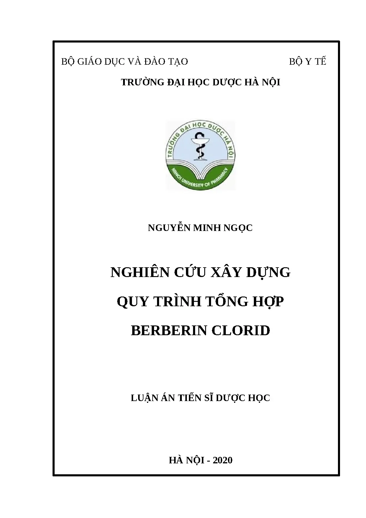 Luận án tiến sĩ file word nghiên cứu quy trình tổng hợp berb