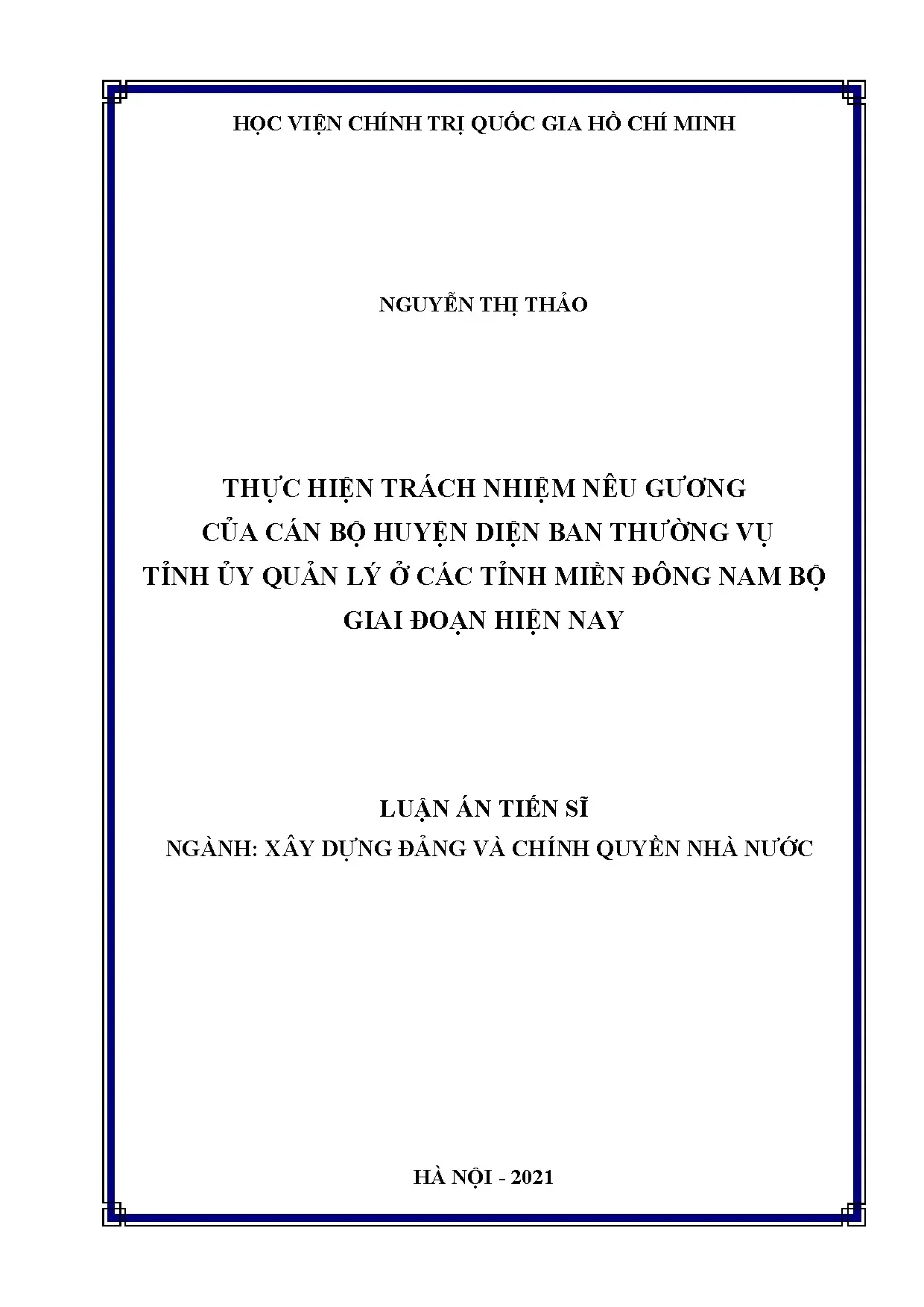 Luận án chính sách nêu gương của cán bộ