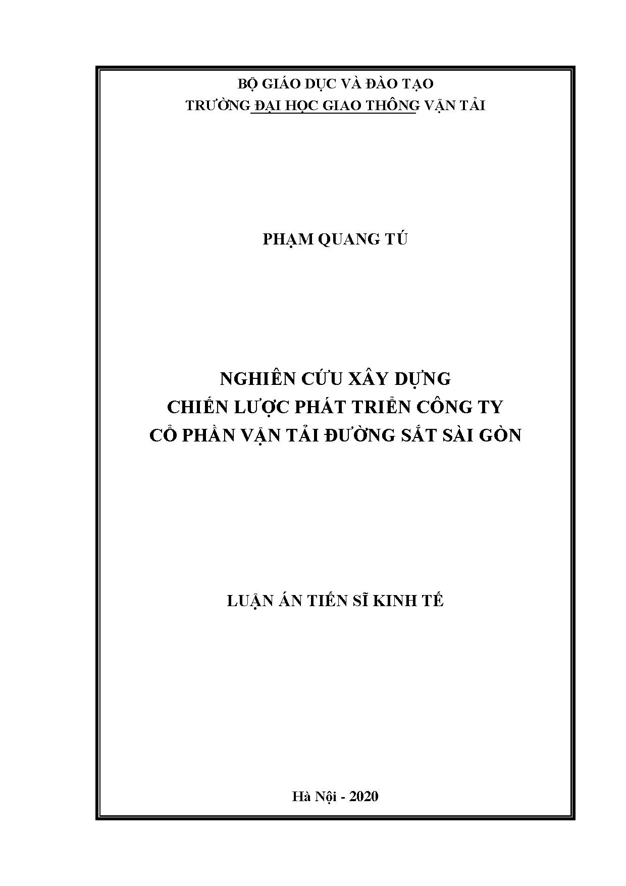Luận án tiến sĩ kinh tế nghiên cứu xây dựng chiến lược phát