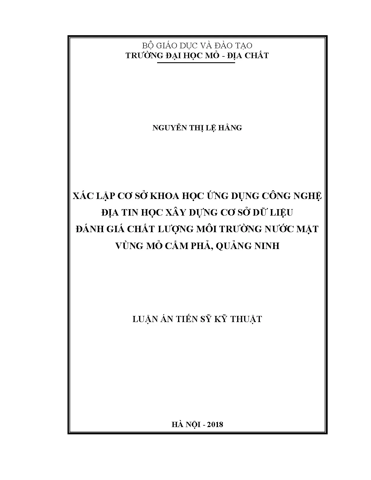 Luận án tiến sĩ xác lập cơ sở khoa học ứng dụng công nghệ đị