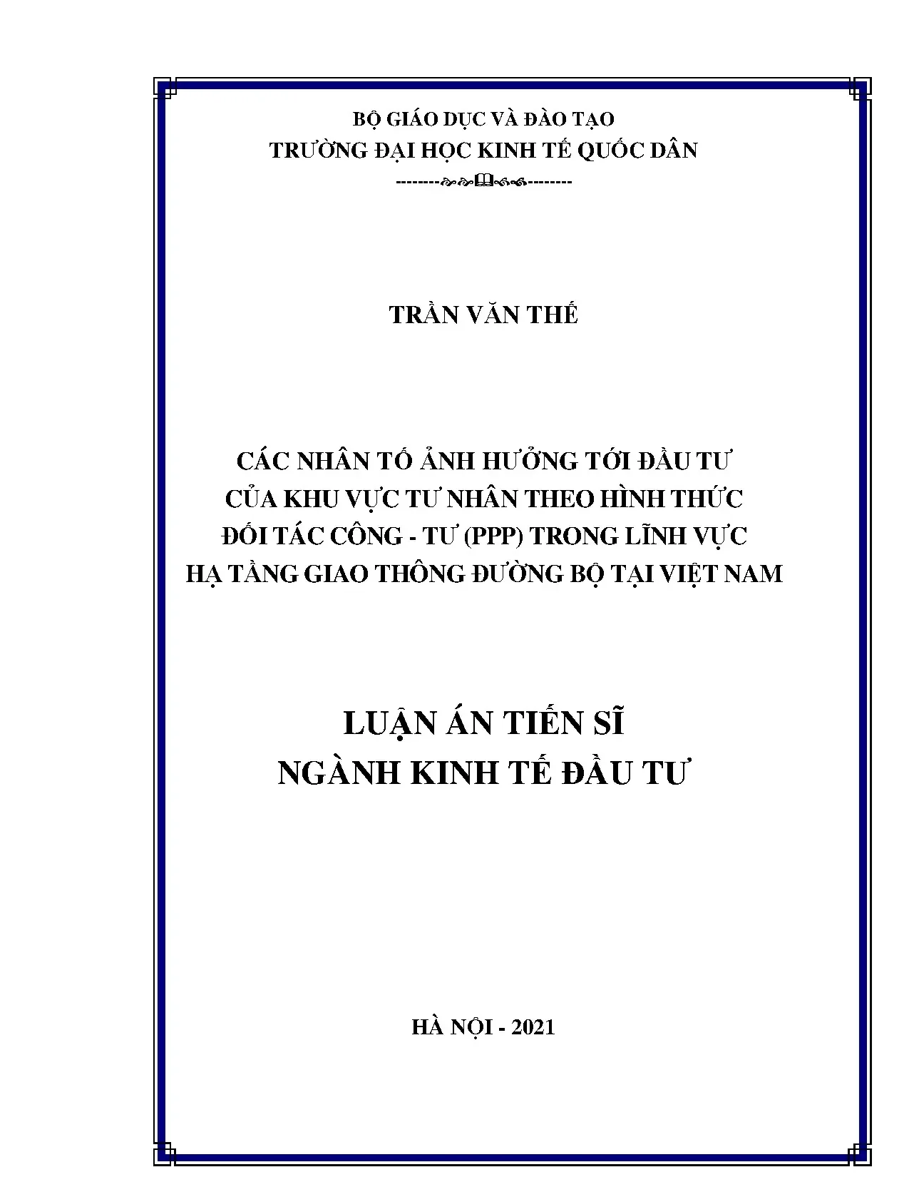 Luận án các nhân tố ảnh hưởng tới đầu tư của khu vực tư nhân