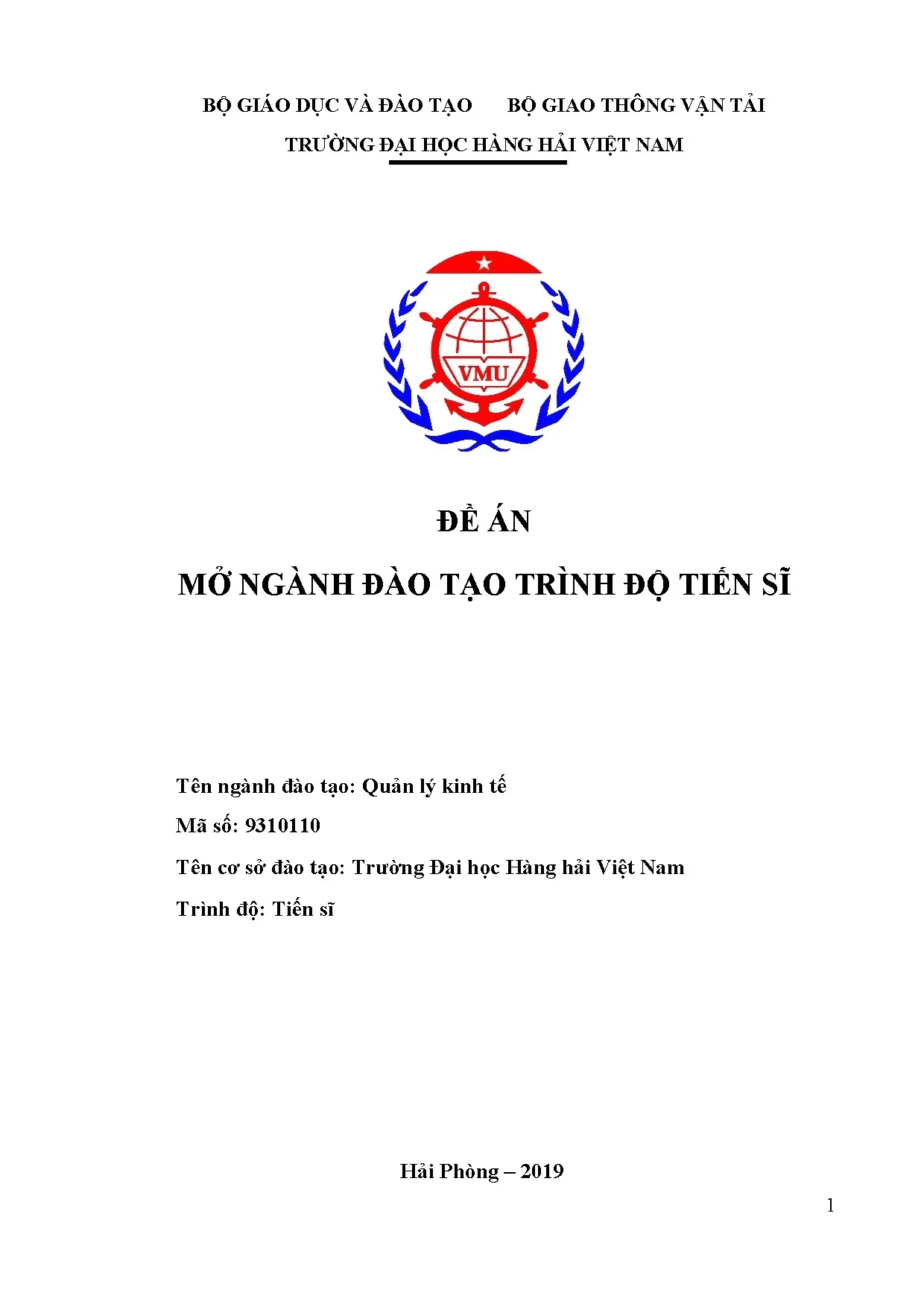 Đề án mở ngành đào tạo trình độ tiến sĩ tên ngành đào tạo qu