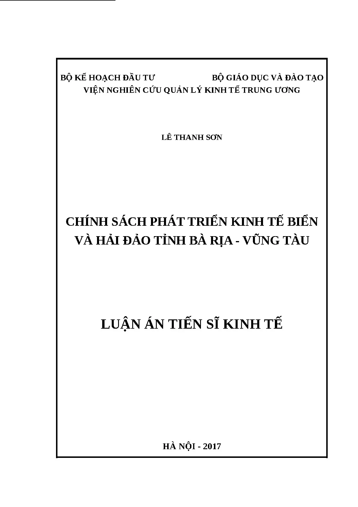 Luận án tiến sĩ chính sách phát triển kinh tế biển và hải đả
