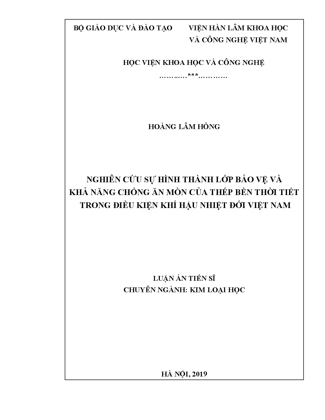 Nghiên cứu sự hình thành lớp bảo vệ và khả năng chống ăn mòn