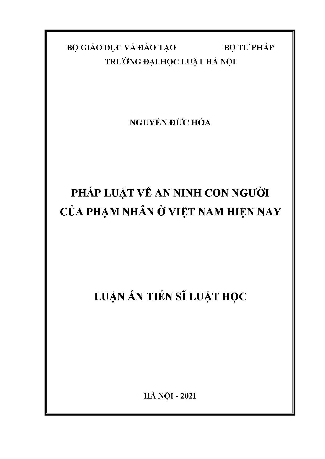 Pháp luật về an ninh con người của phạm nhân ở Việt Nam