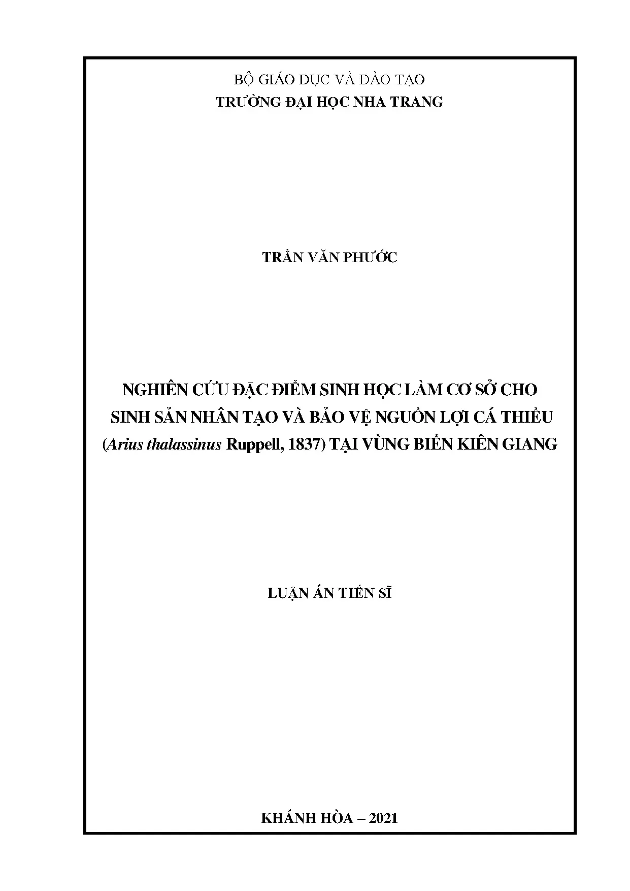 Sinh học & Sinh sản Cá Thiều Kiên Giang